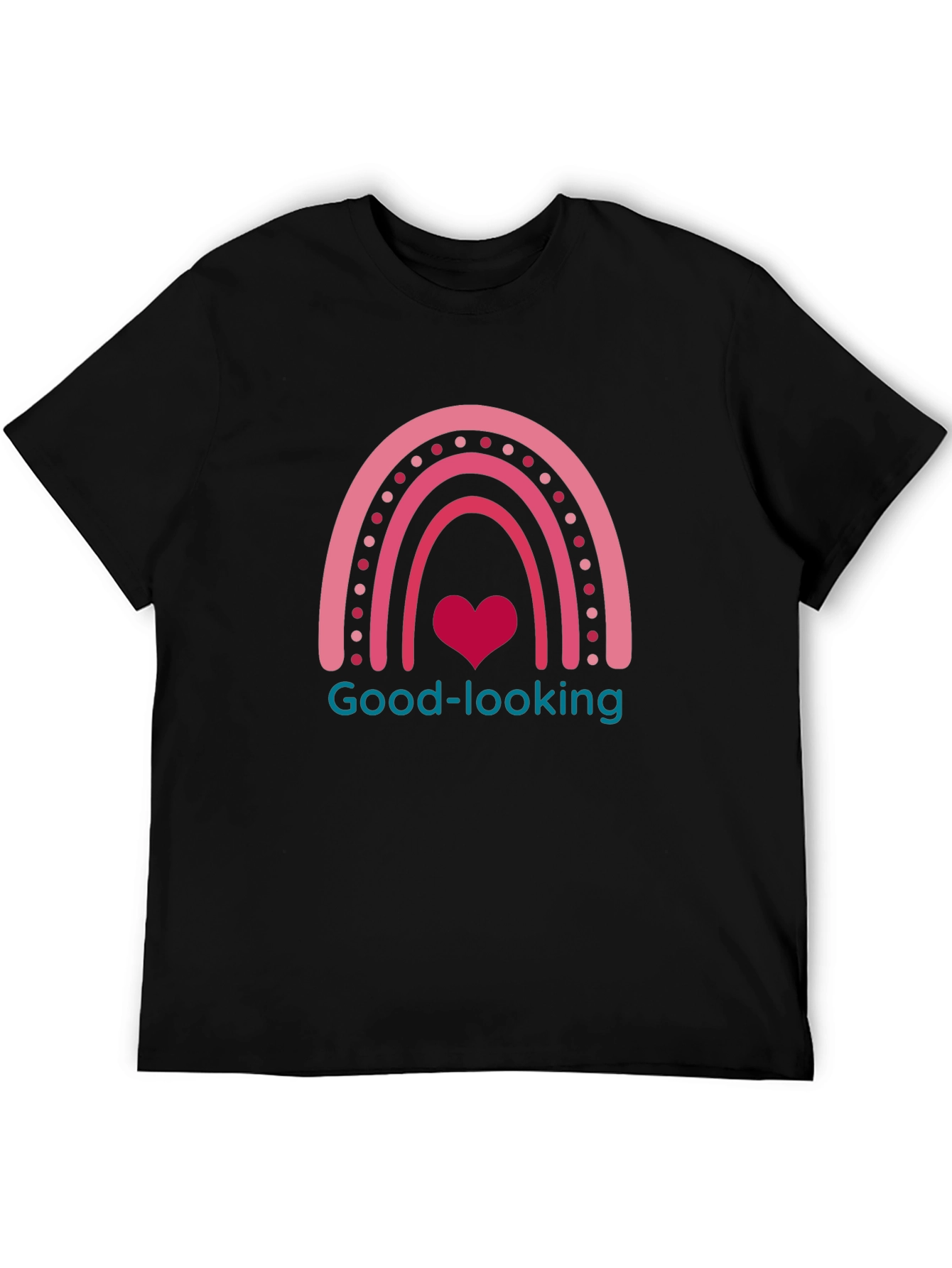 Good-looking Rainbow Heart Black T-Shirt