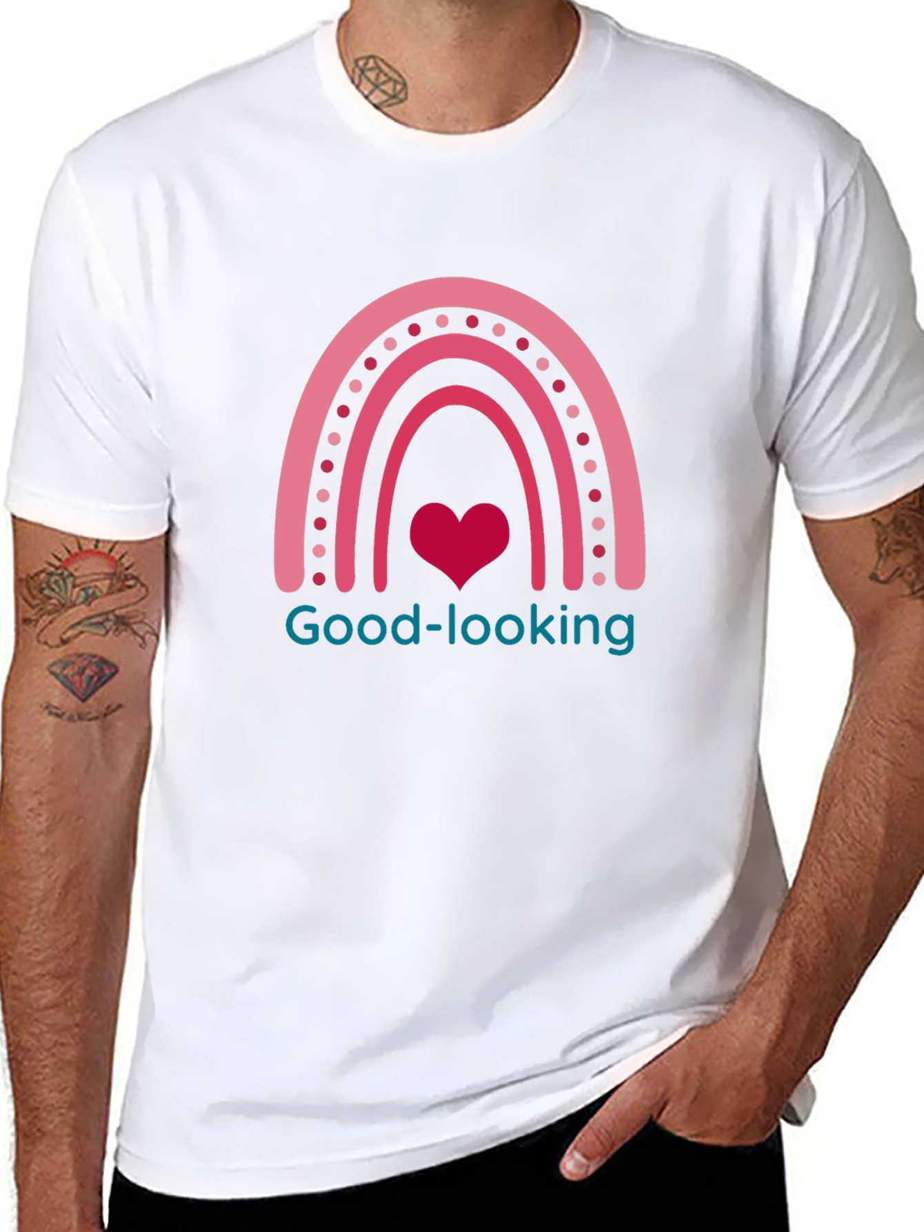 Good-looking Rainbow Heart Black T-Shirt