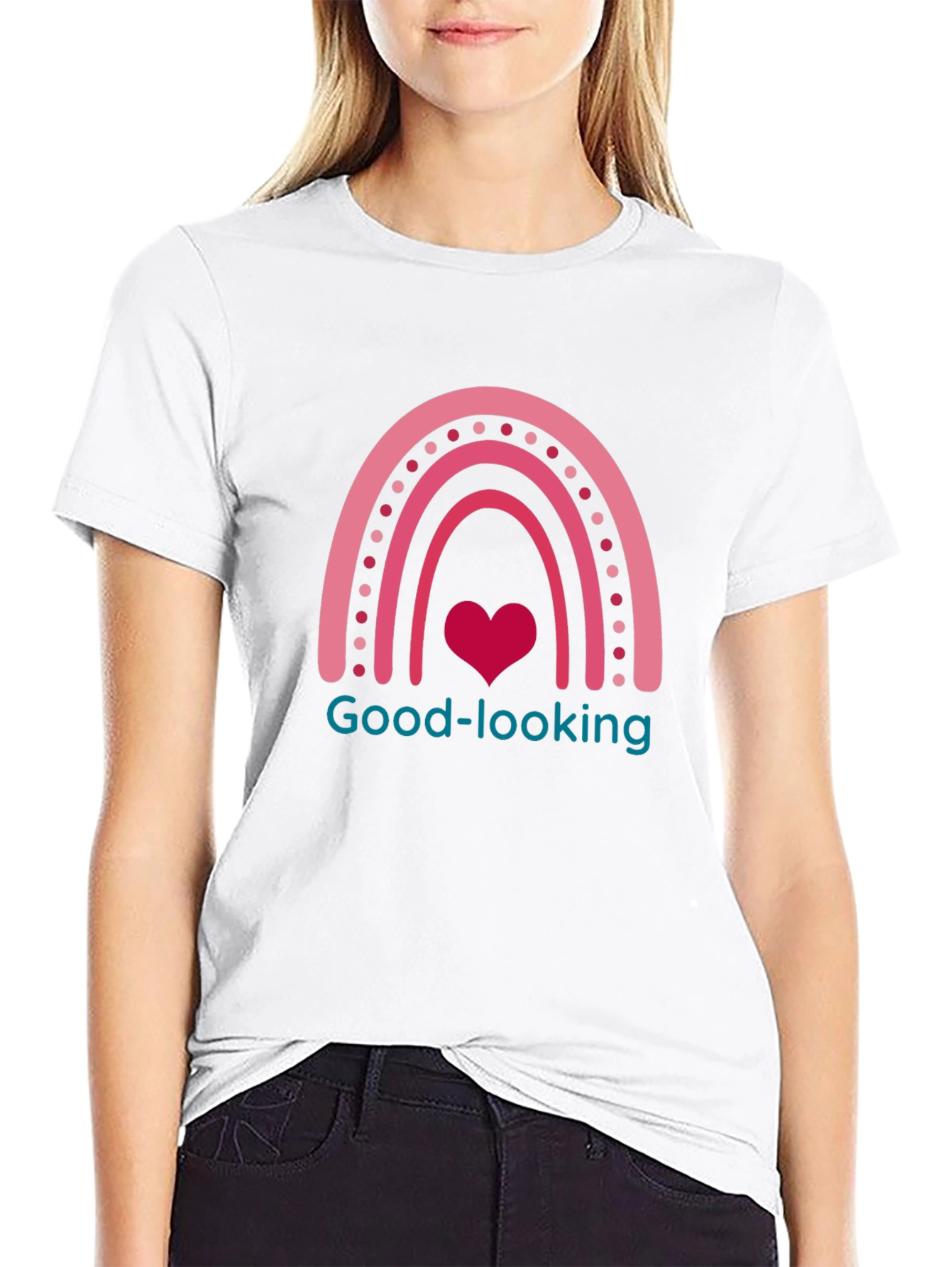 Good-looking Rainbow Heart Black T-Shirt