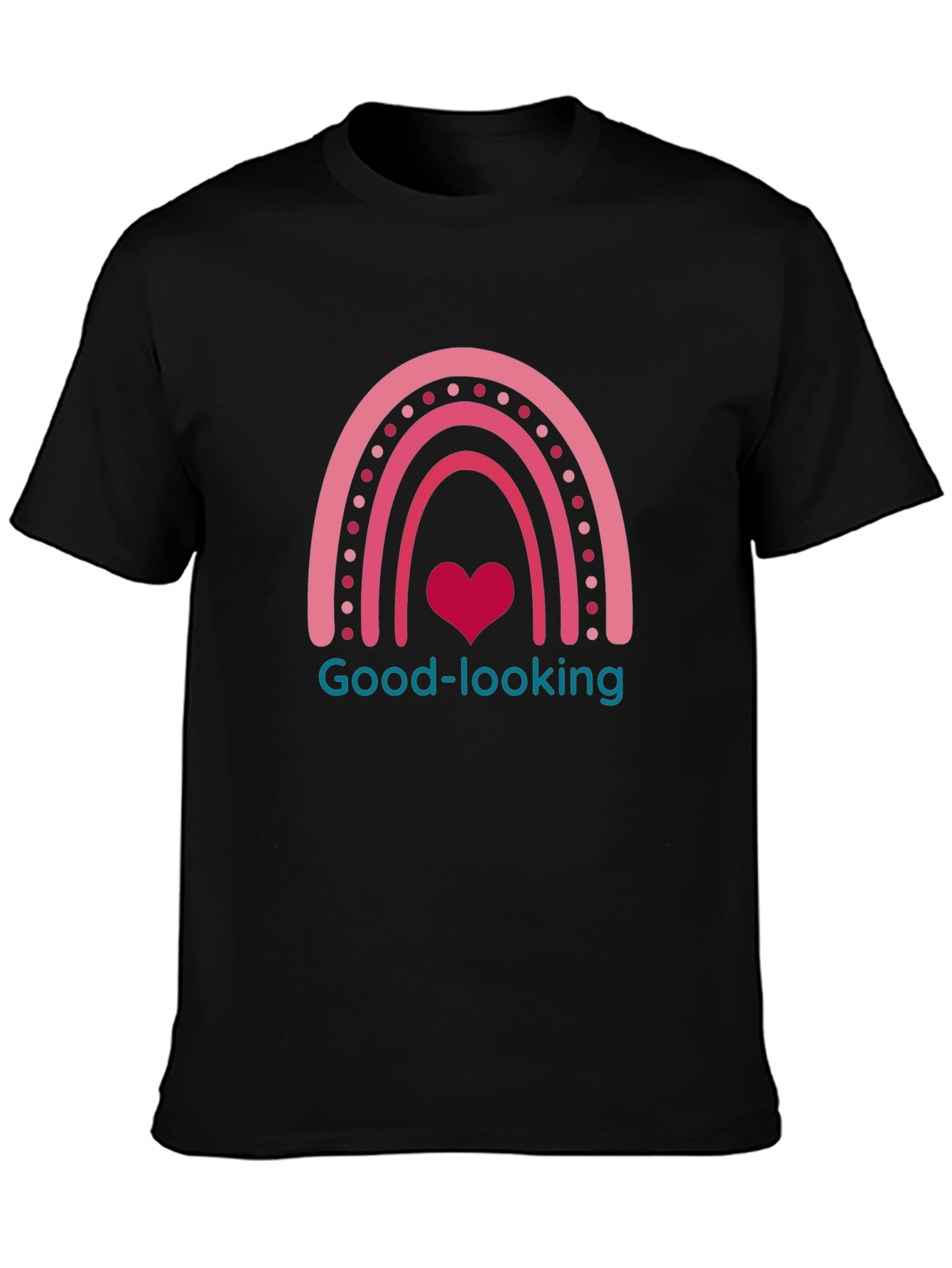 Good-looking Rainbow Heart Black T-Shirt