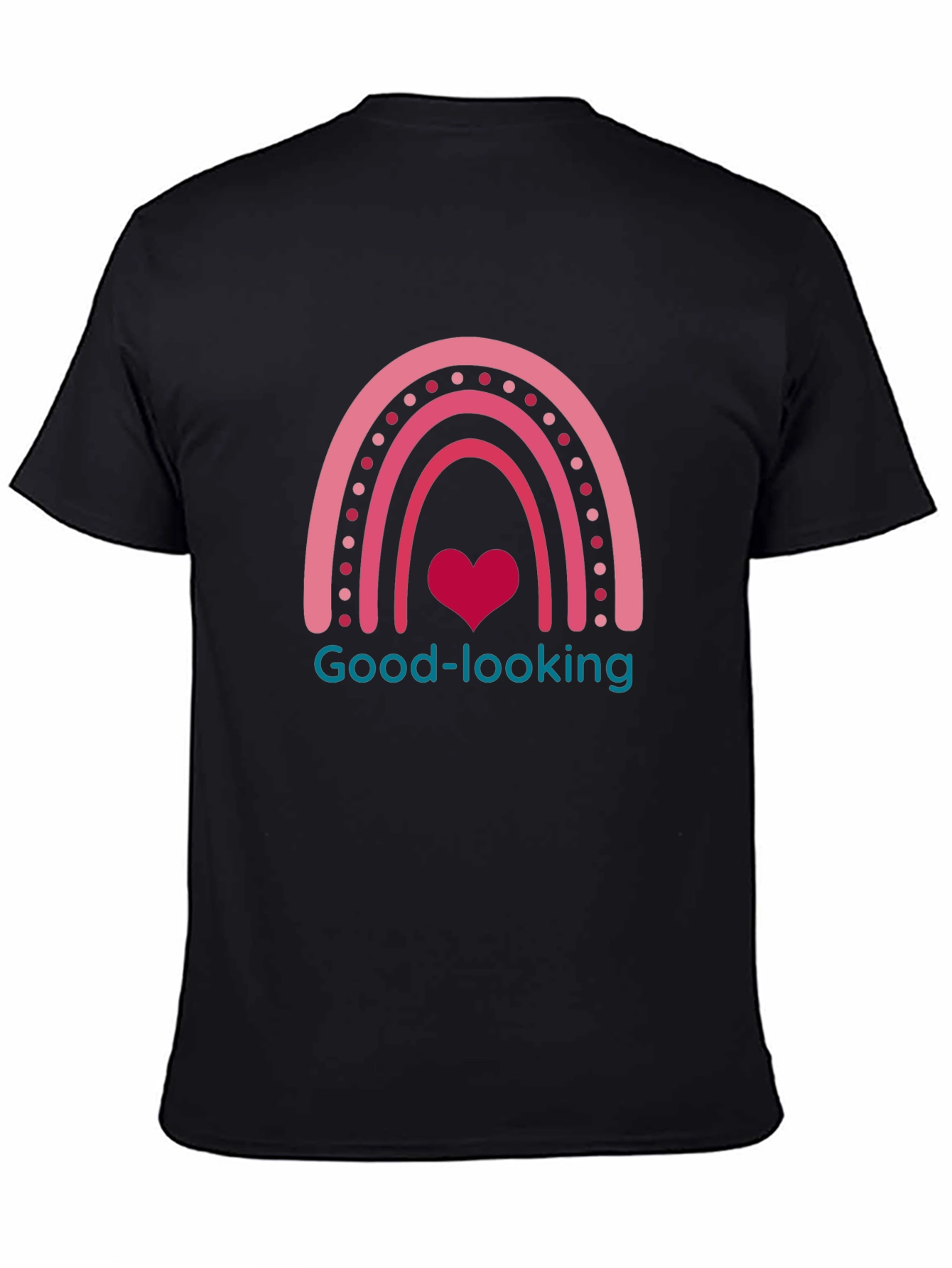 Good-looking Rainbow Heart Black T-Shirt