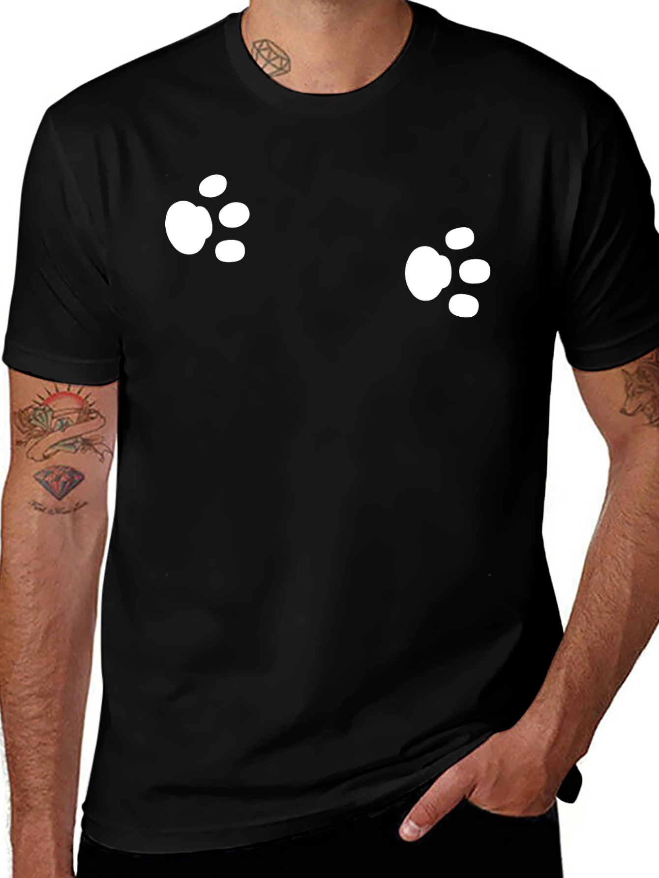 Mens Black Paw Print T-Shirt