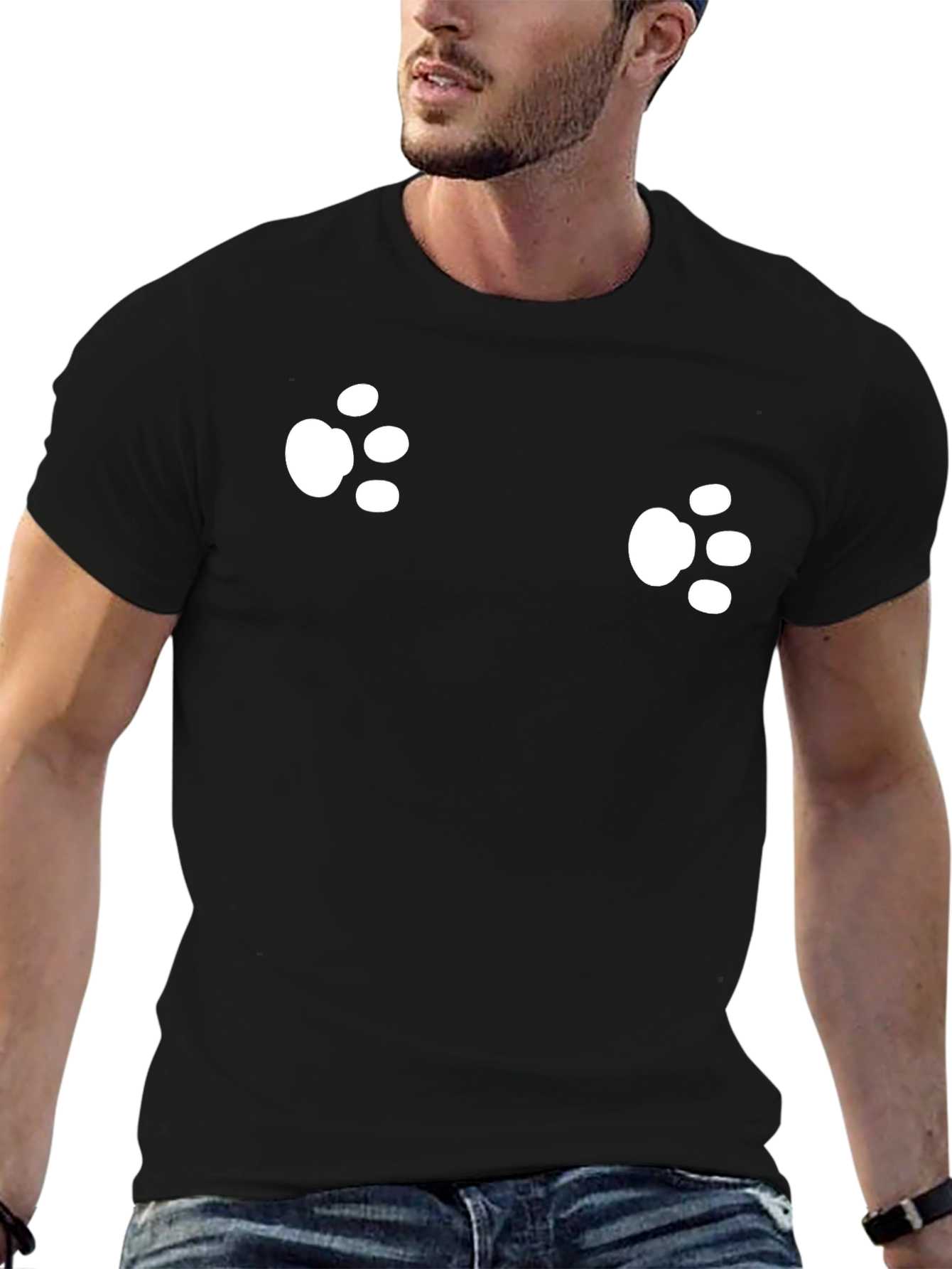 Mens Black Paw Print T-Shirt