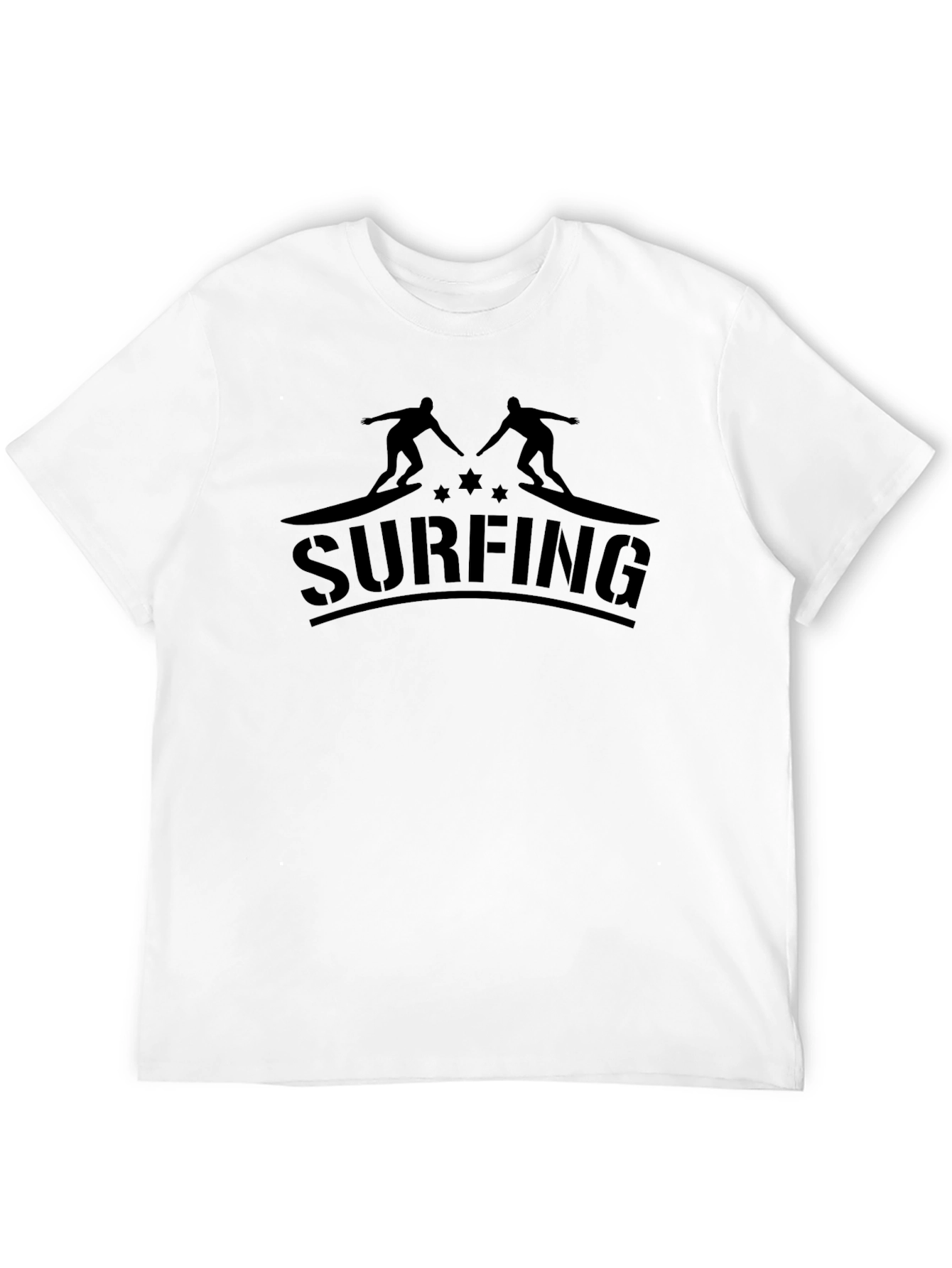 Black Surfing Graphic Tee for Men
