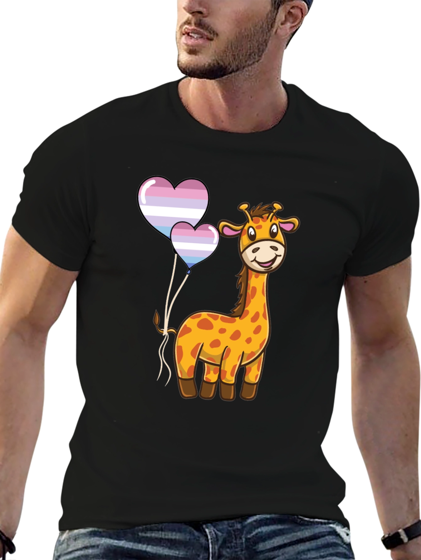 Giraffe & Trans Pride Balloons Graphic Tee