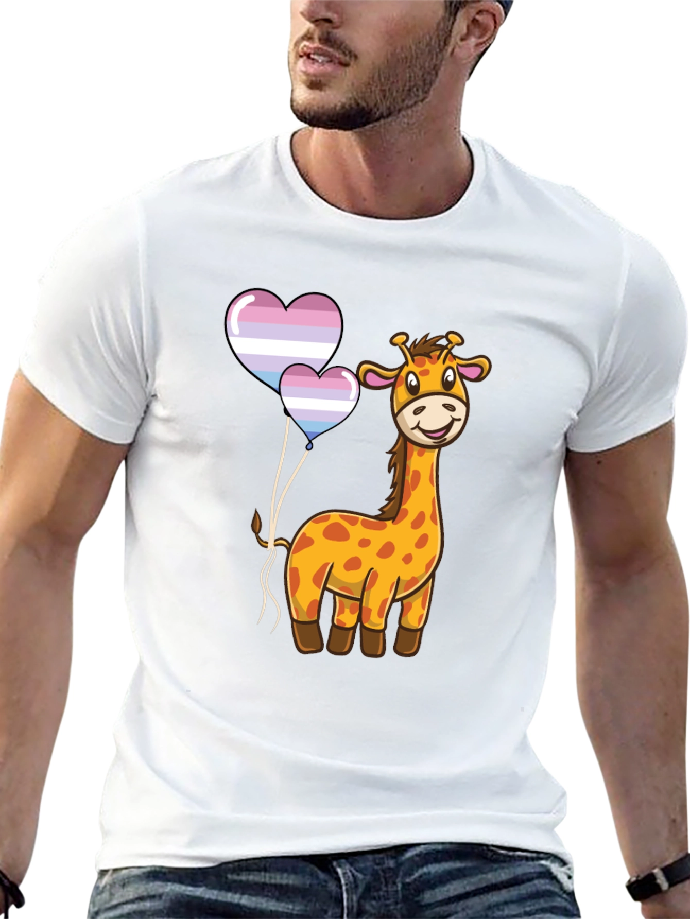 Giraffe & Trans Pride Balloons Graphic Tee