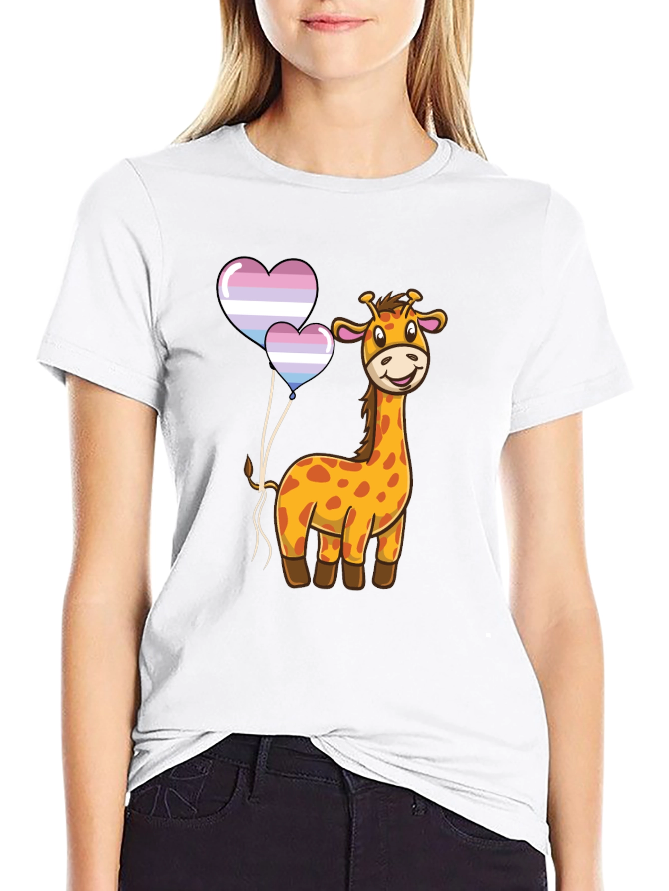 Giraffe & Trans Pride Balloons Graphic Tee