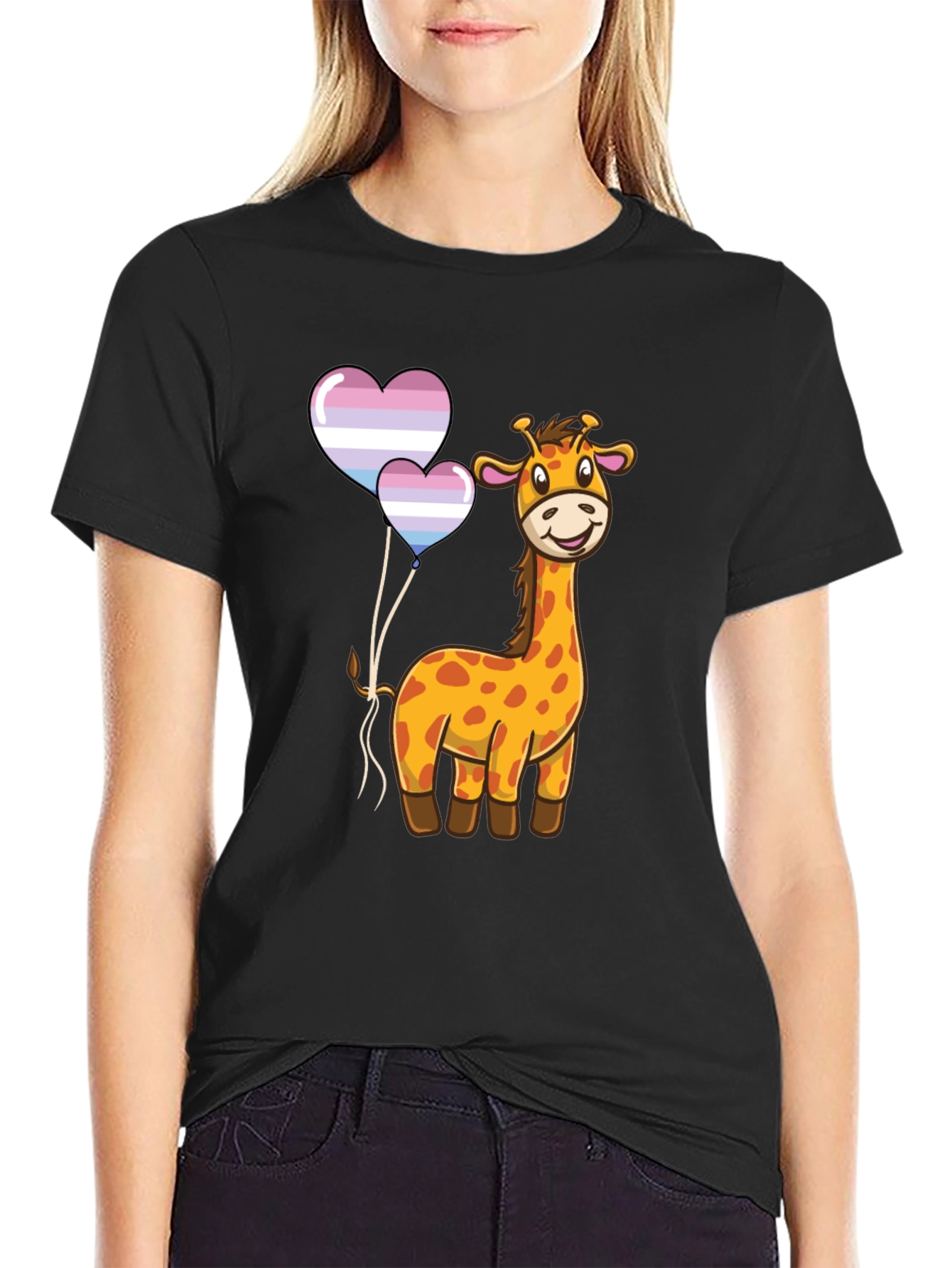 Giraffe & Trans Pride Balloons Graphic Tee