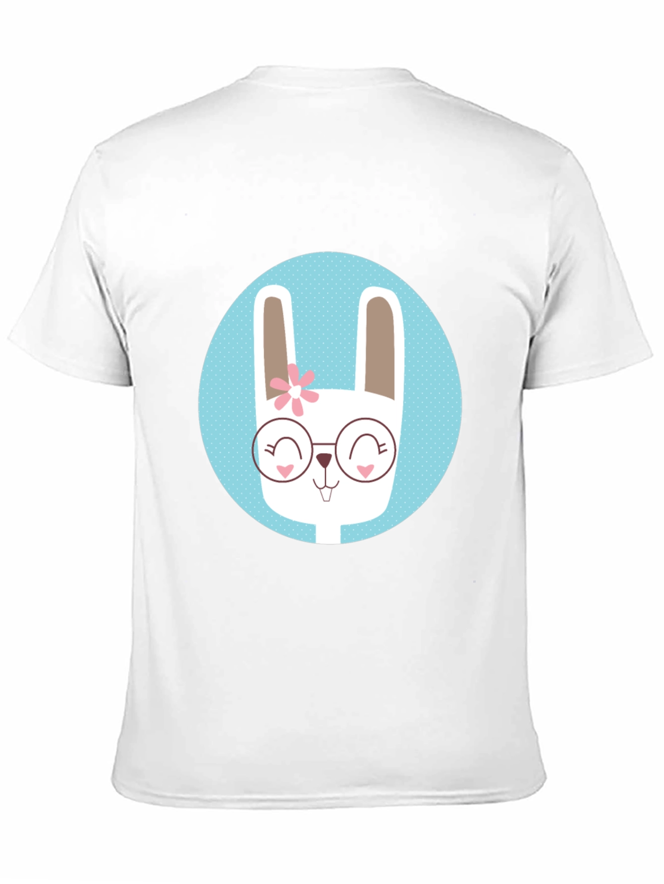 Cute Bunny T-Shirt - Round Glasses & Flower