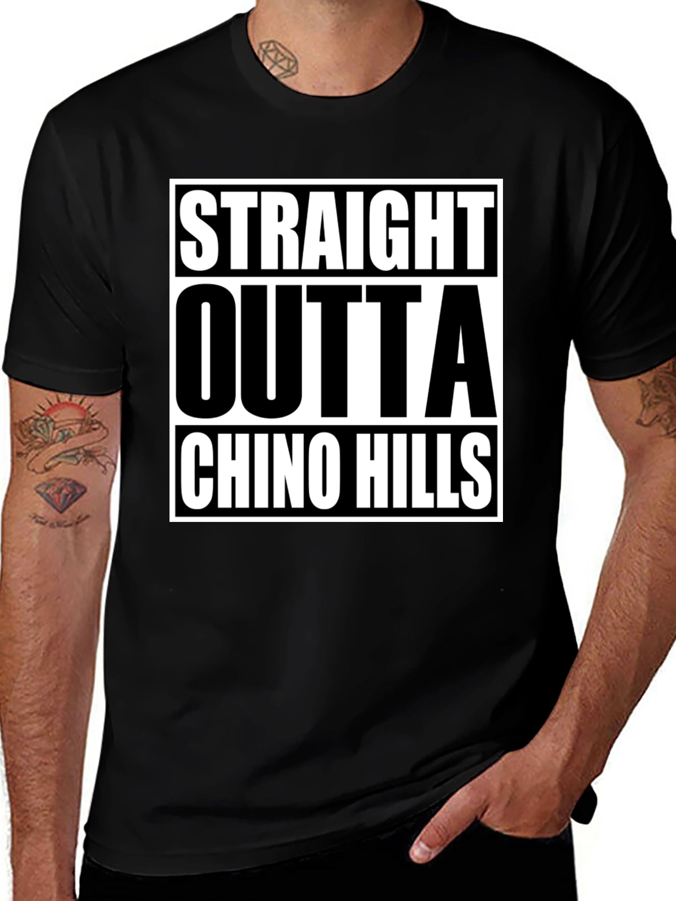 Straight Outta Chino Hills Black T-Shirt
