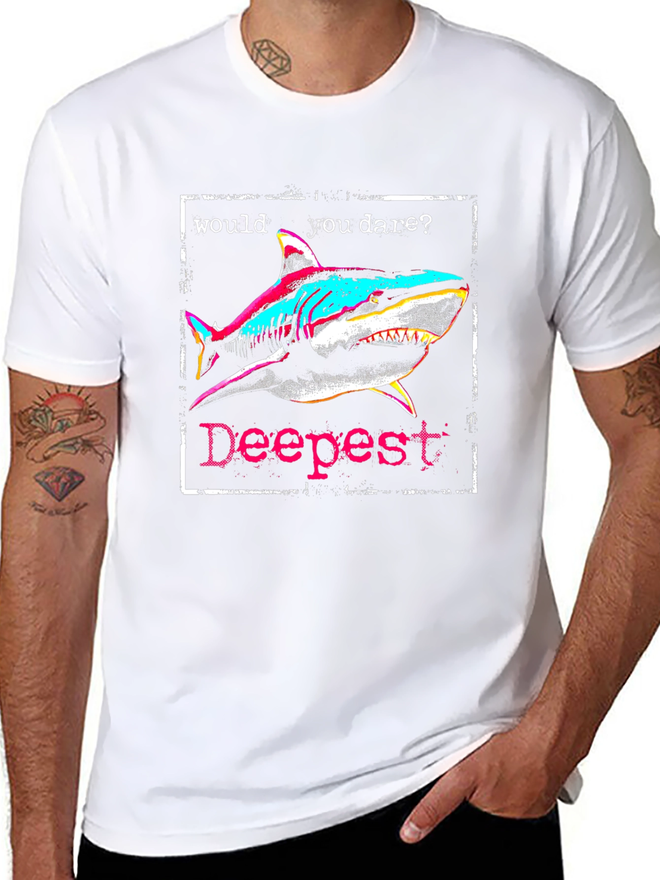Dare to Go Deepest Shark Graphic Tee