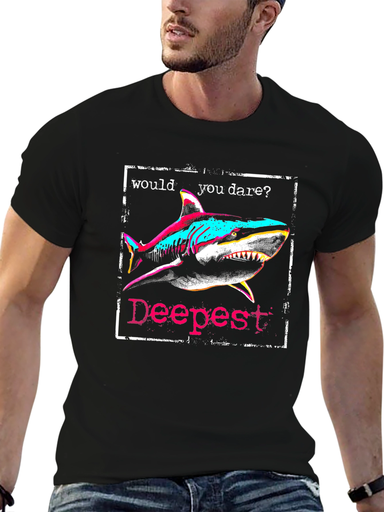 Dare to Go Deepest Shark Graphic Tee