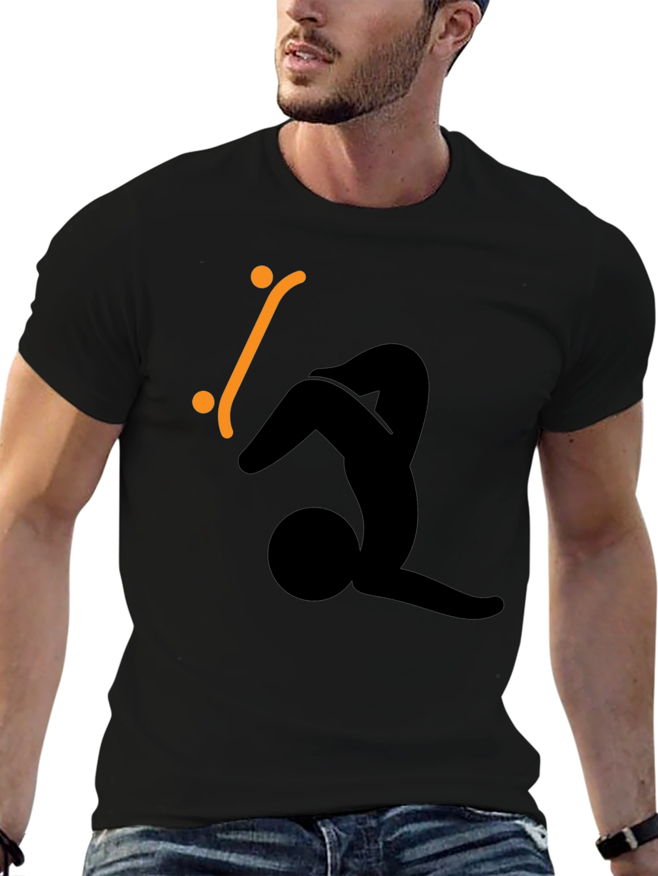 Skateboard Silhouette Graphic Tee - Black
