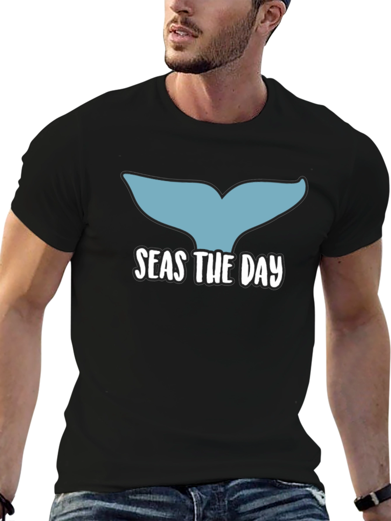 Seas The Day Whale Tail Graphic T-Shirt