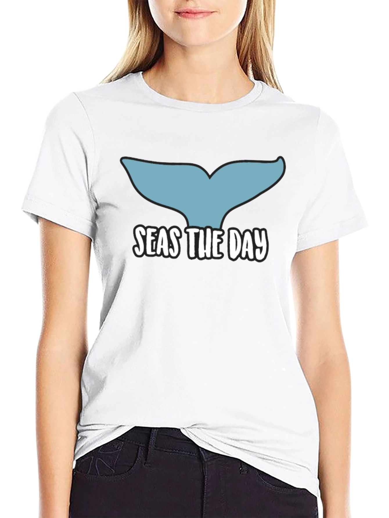 Seas The Day Whale Tail Graphic T-Shirt