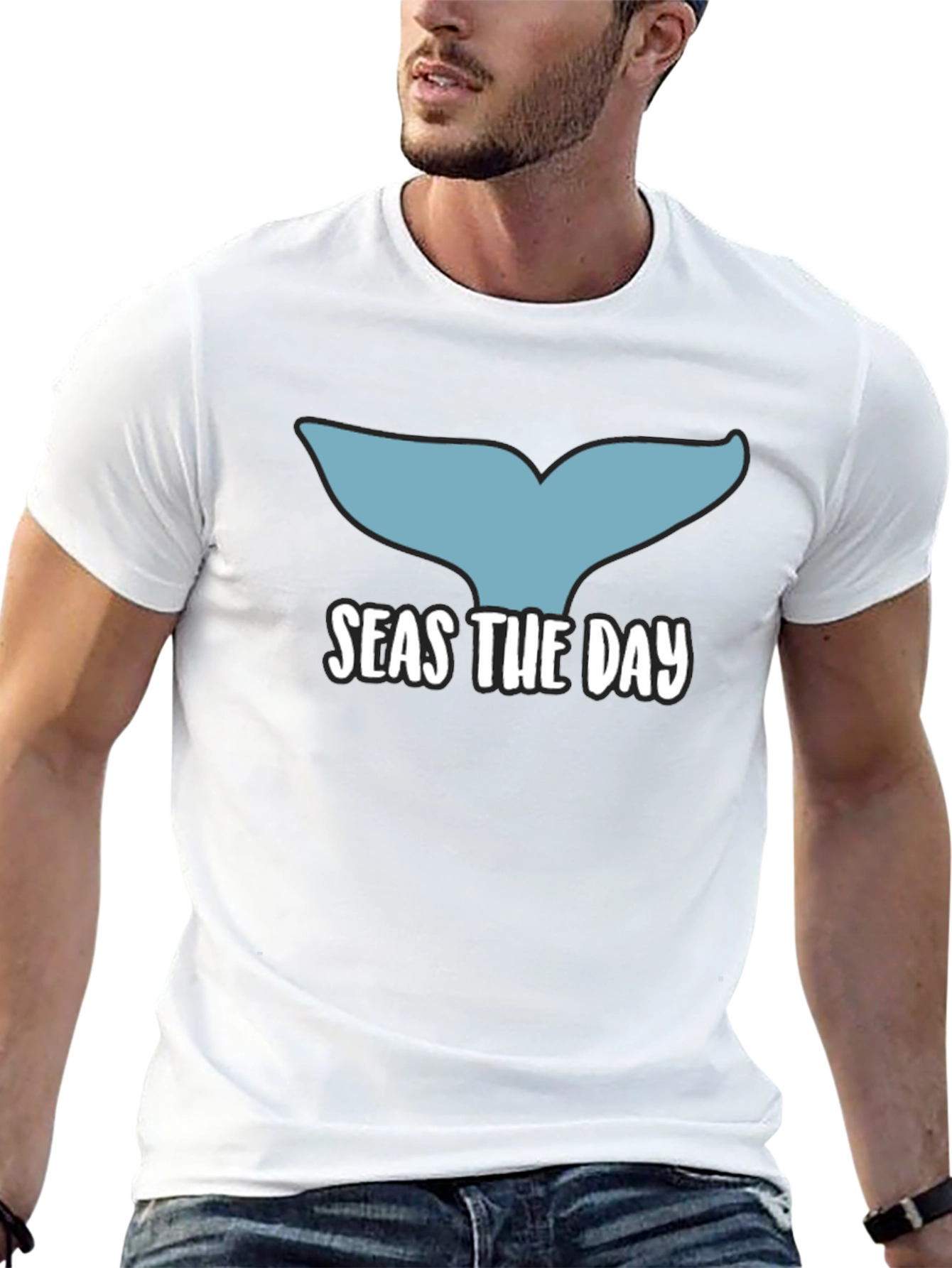 Seas The Day Whale Tail Graphic T-Shirt