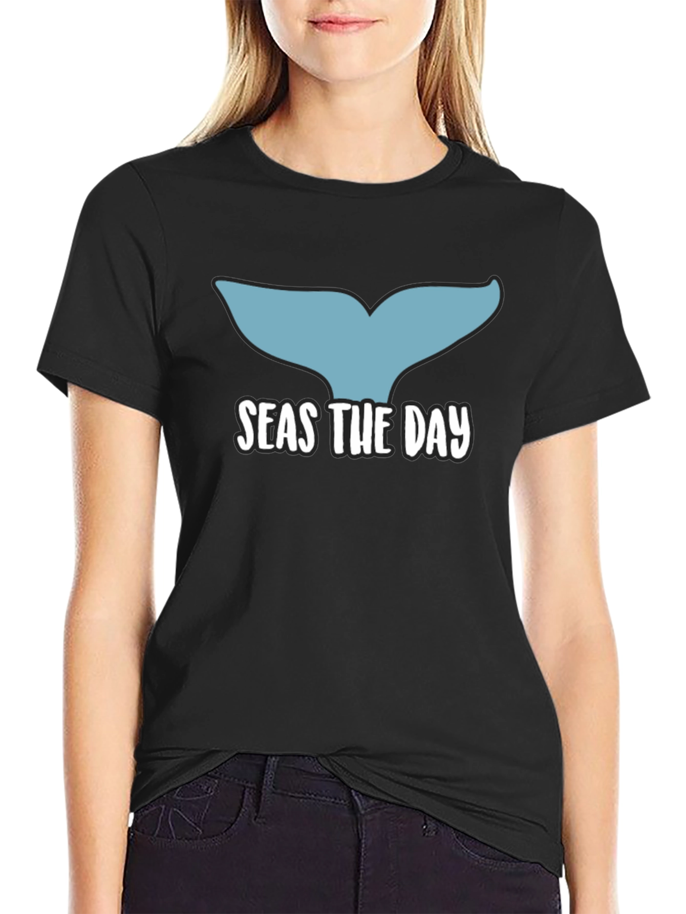 Seas The Day Whale Tail Graphic T-Shirt