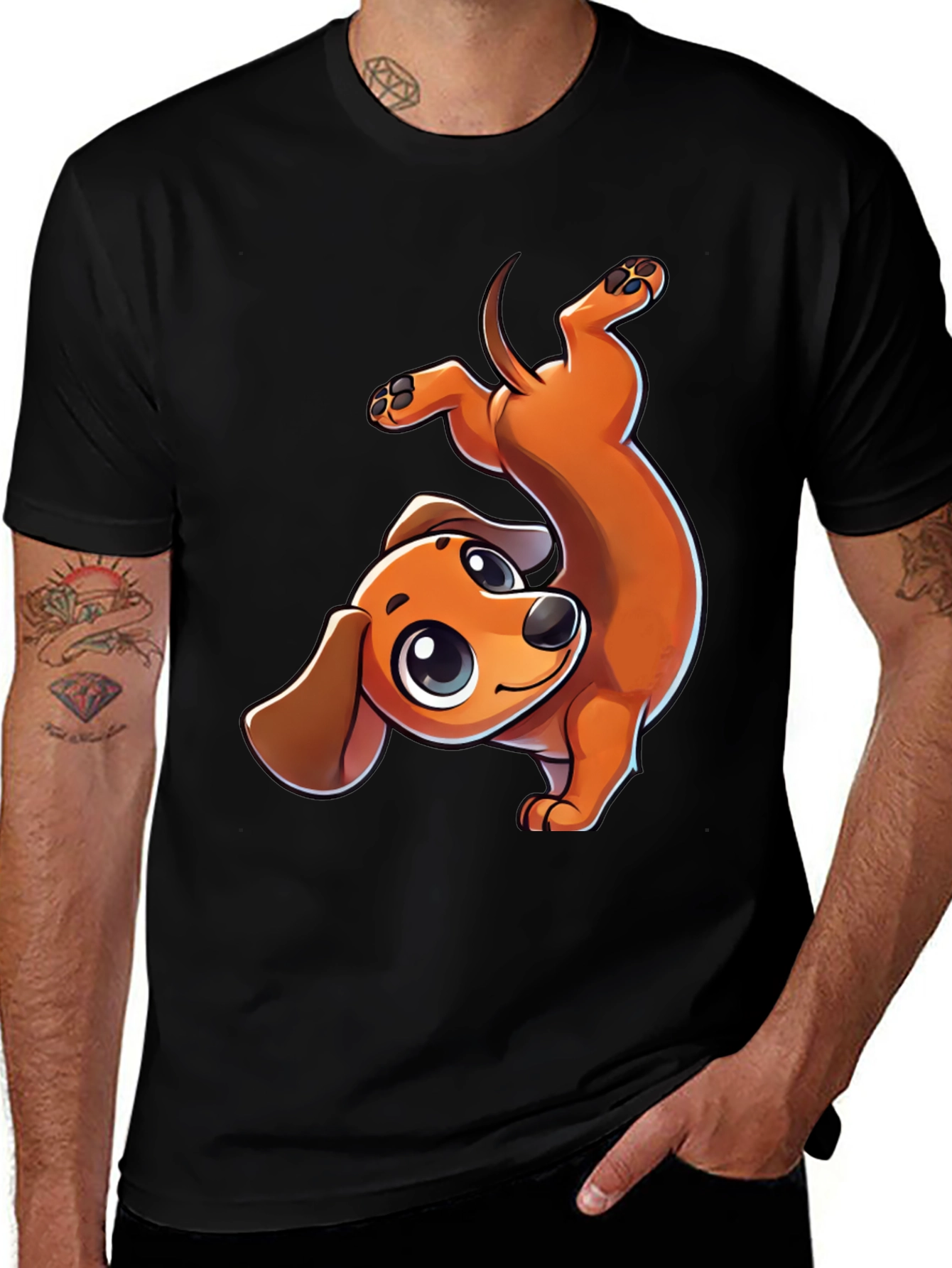 Cute Dachshund Cartoon Graphic T-Shirt