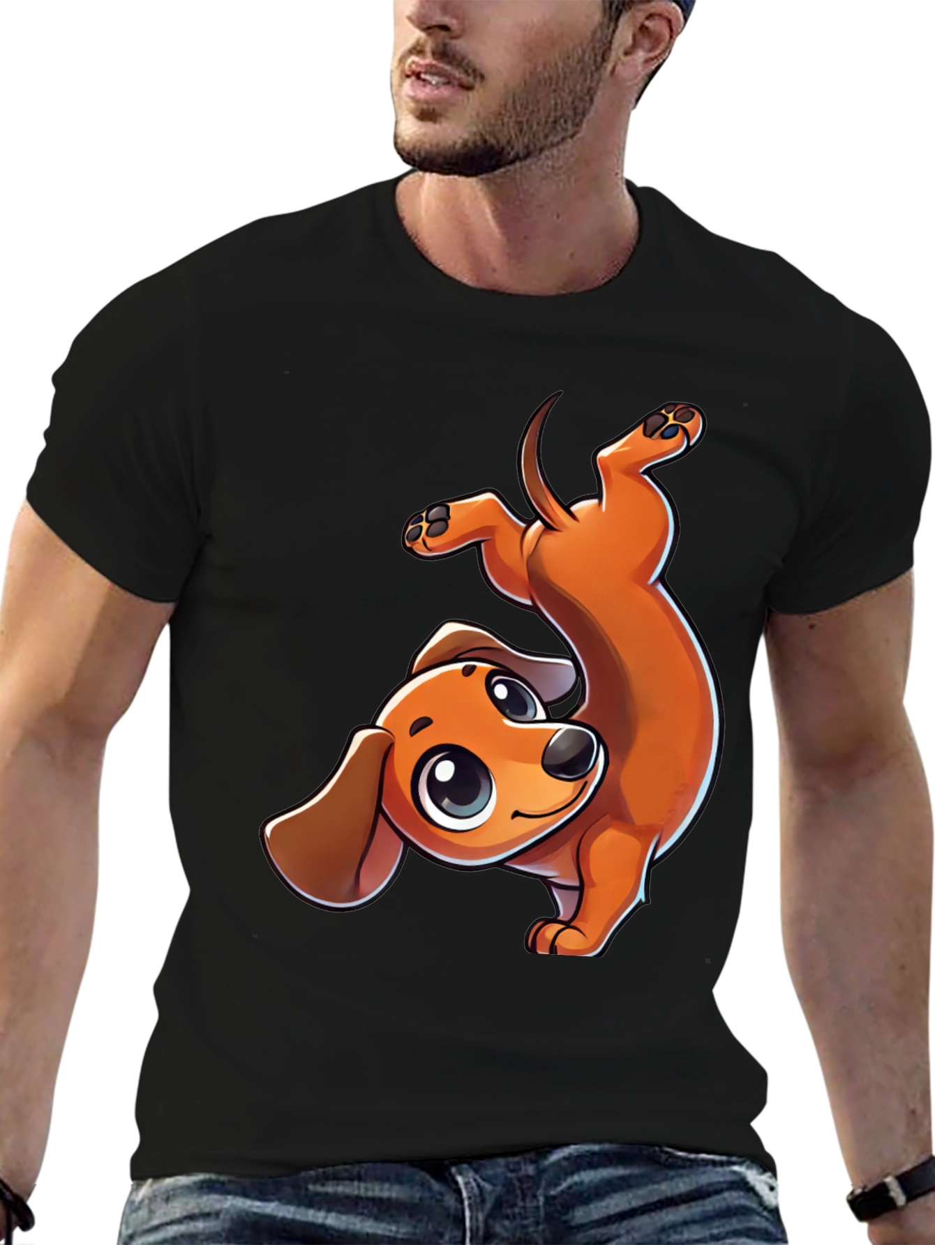 Cute Dachshund Cartoon Graphic T-Shirt