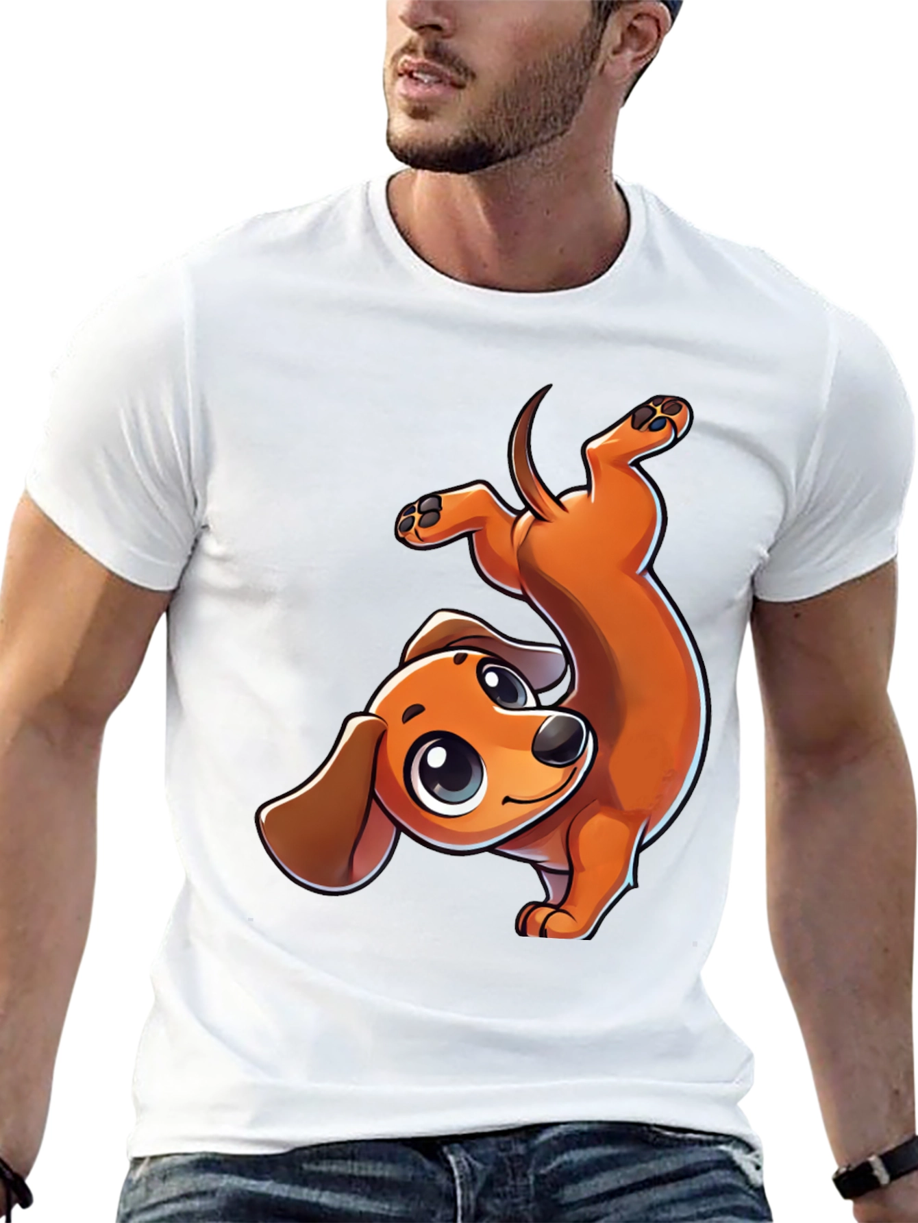 Cute Dachshund Cartoon Graphic T-Shirt