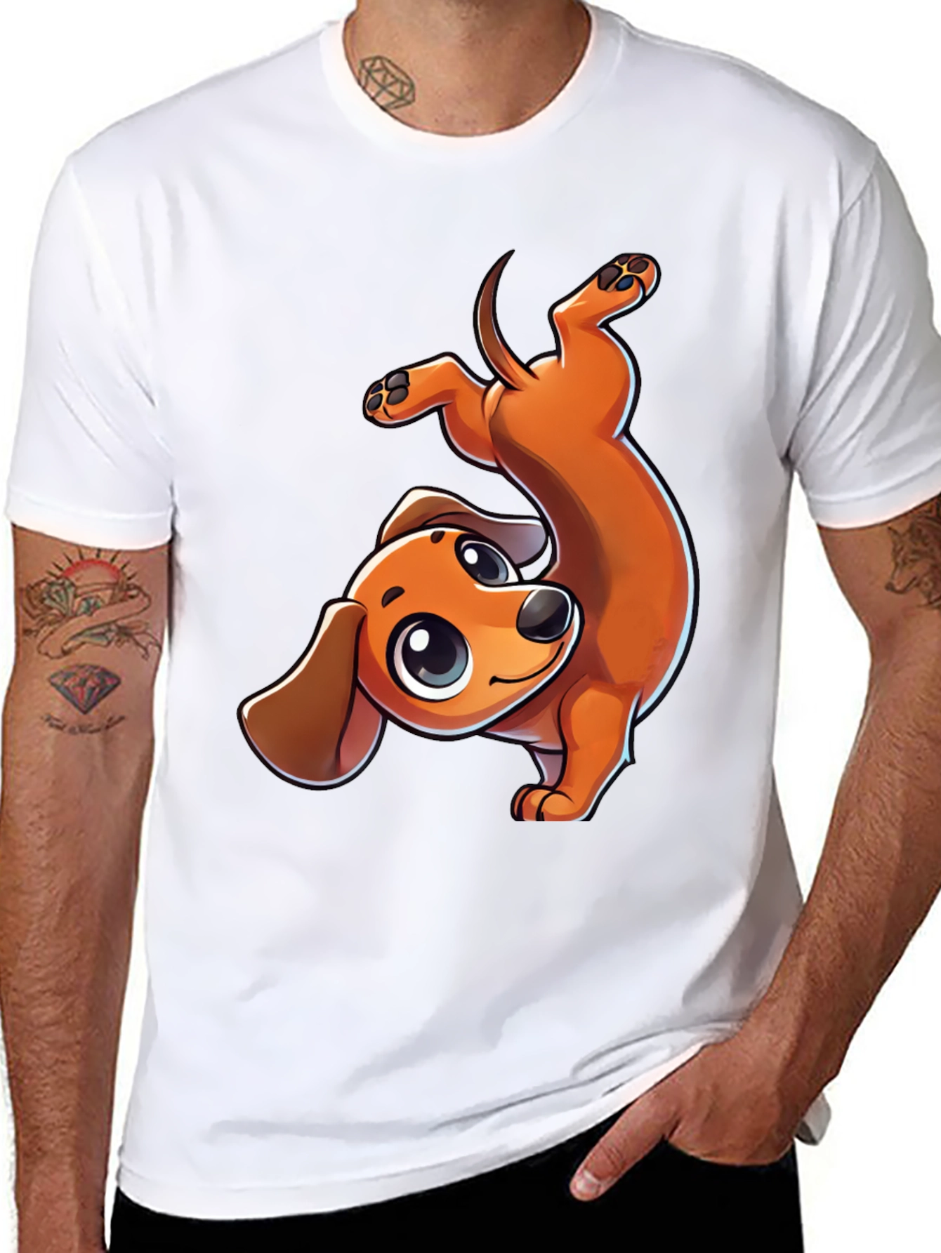Cute Dachshund Cartoon Graphic T-Shirt