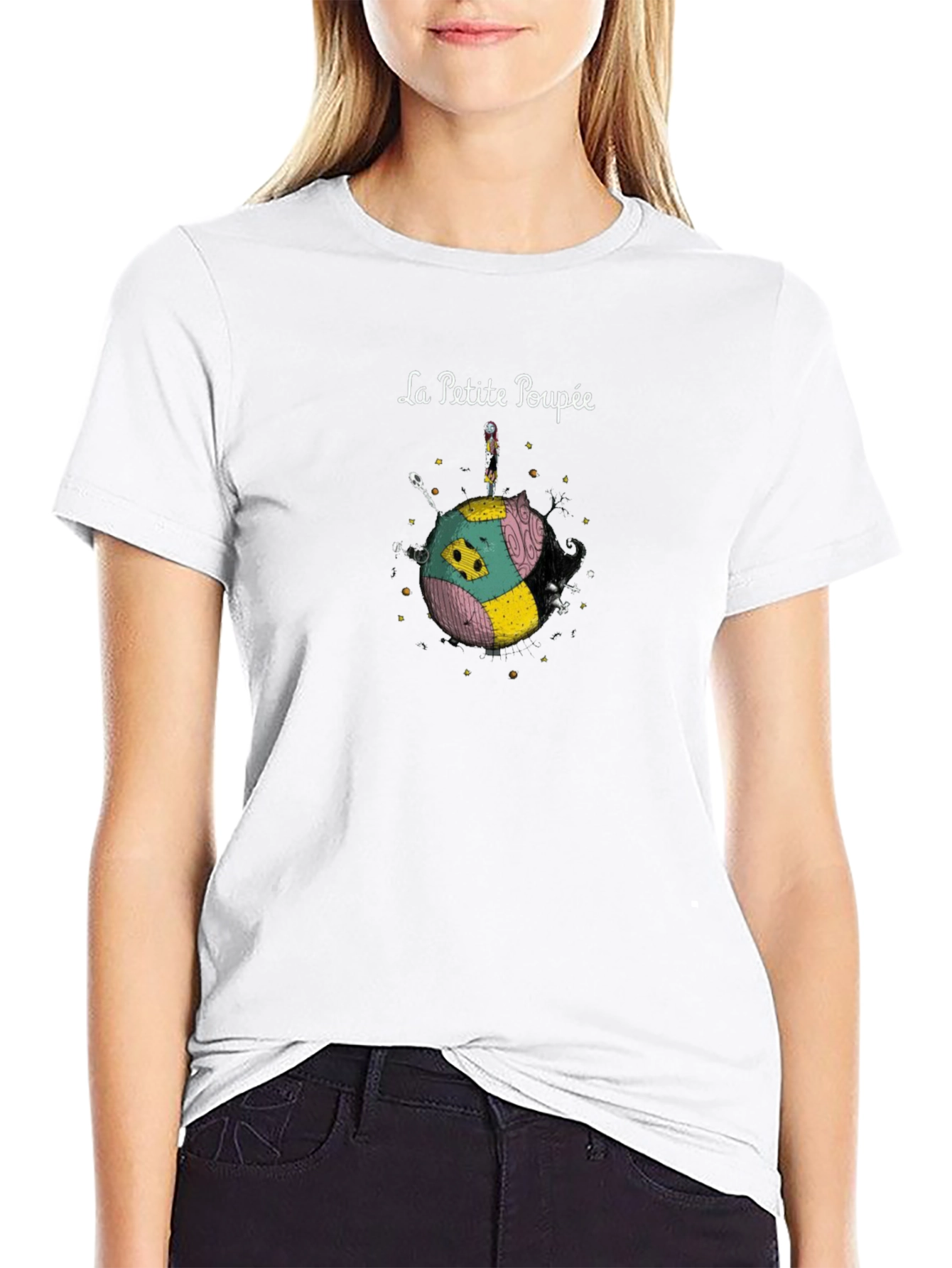 La Petite Poupee Graphic Tee - Black Cotton T-Shirt