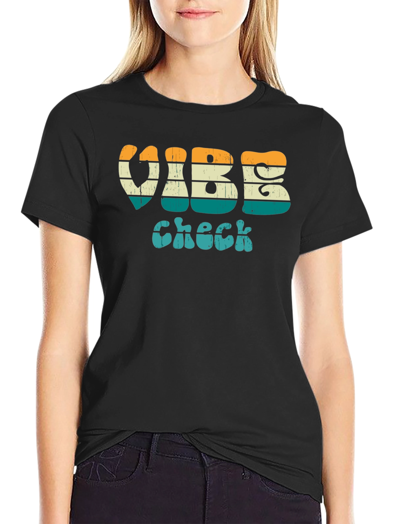 Vibe Check Retro Style Black T-Shirt