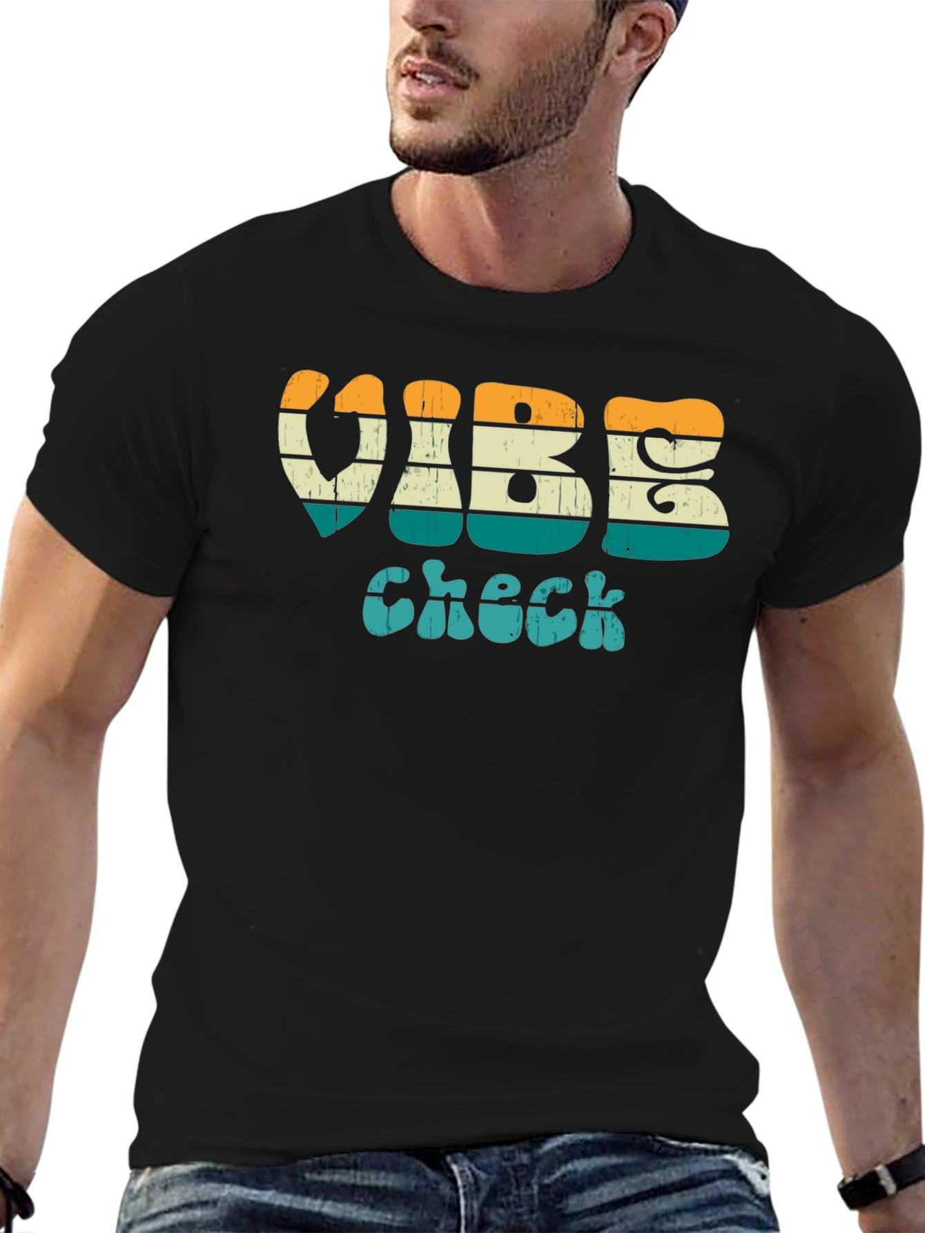 Vibe Check Retro Style Black T-Shirt