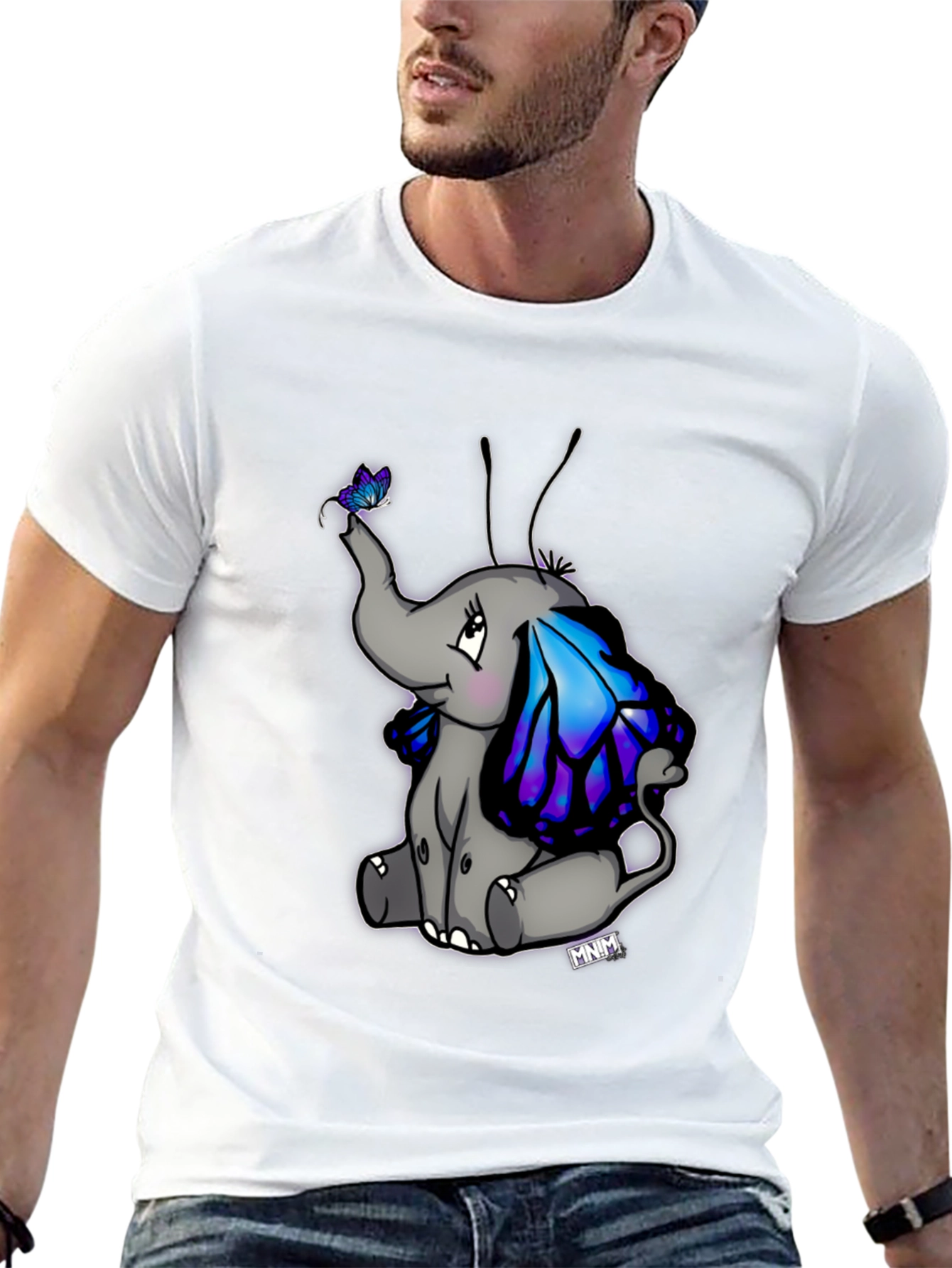 Cute Elephant Butterfly Wings Graphic Tee