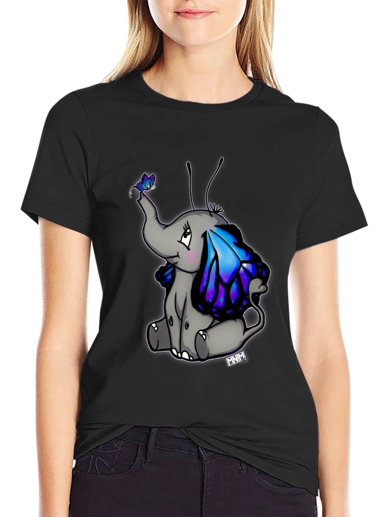 Cute Elephant Butterfly Wings Graphic Tee
