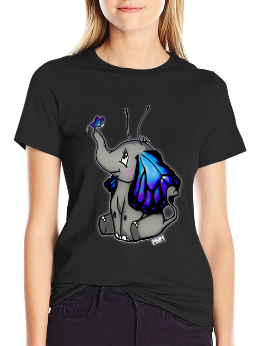 Cute Elephant Butterfly Wings Graphic Tee