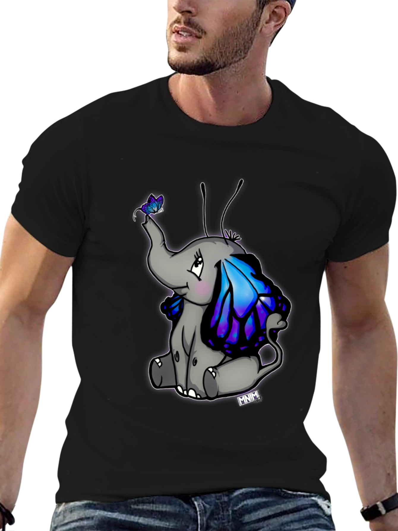 Cute Elephant Butterfly Wings Graphic Tee