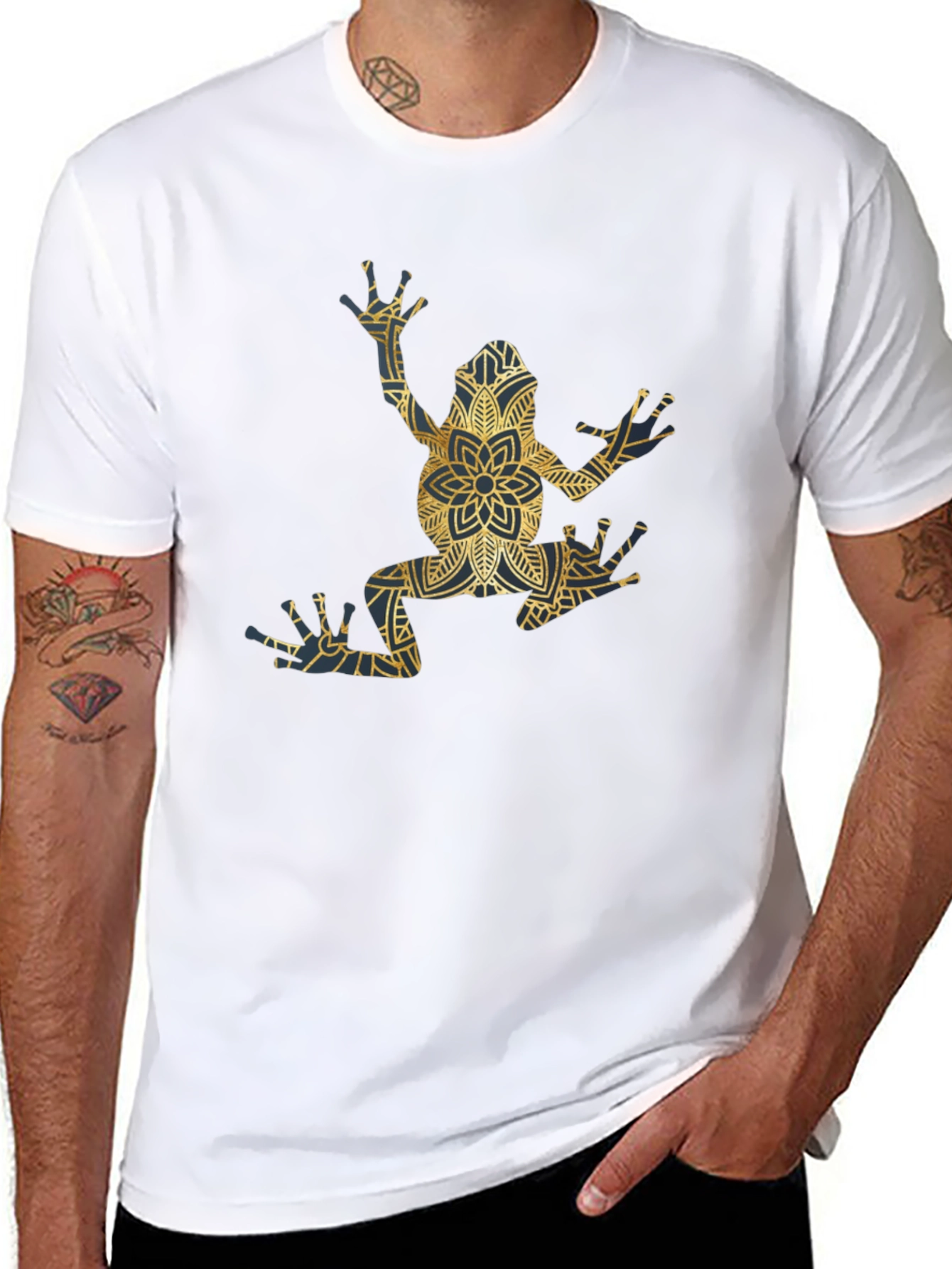 Frog Mandala Graphic Tee - Unique Mens Black T-Shirt