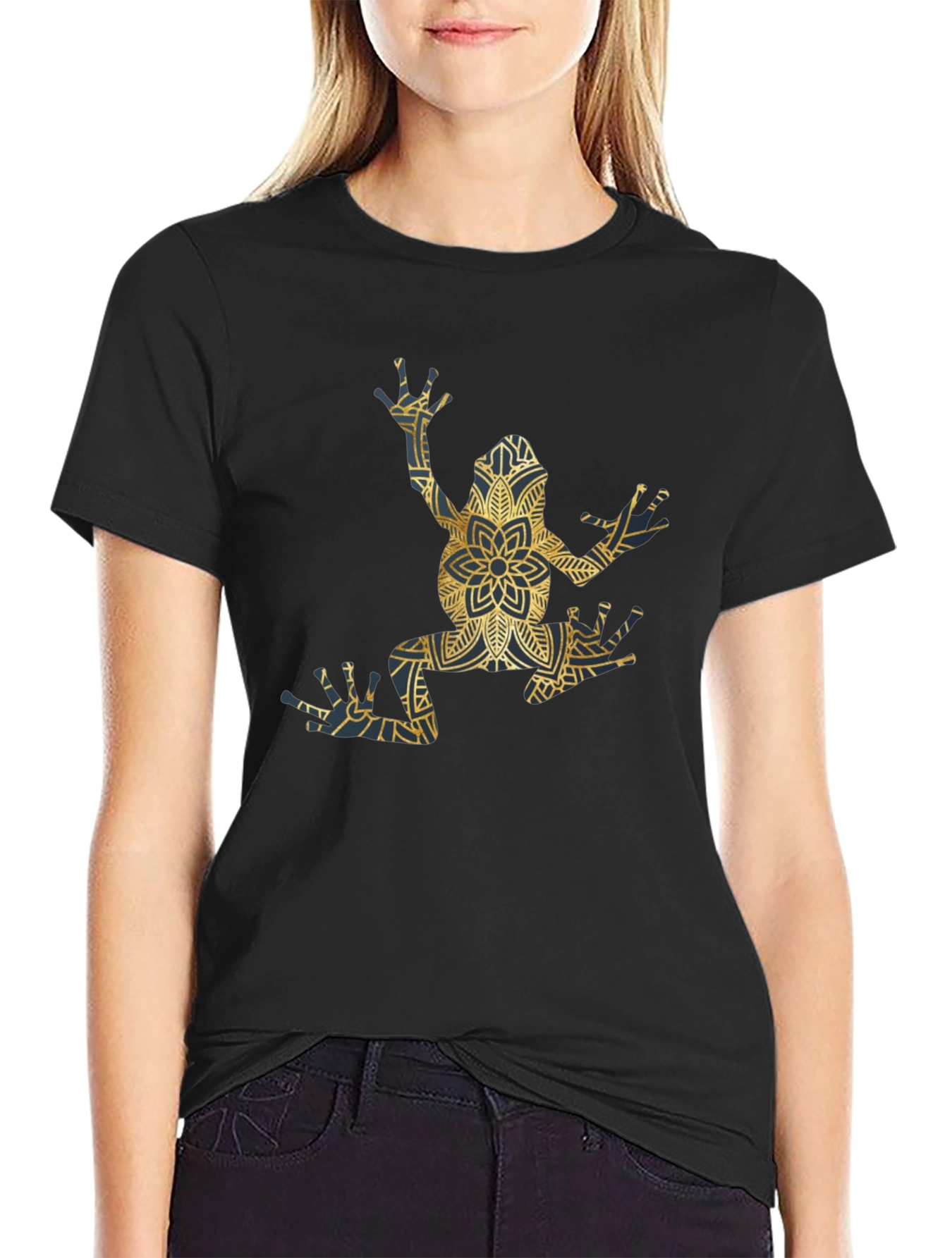 Frog Mandala Graphic Tee - Unique Mens Black T-Shirt