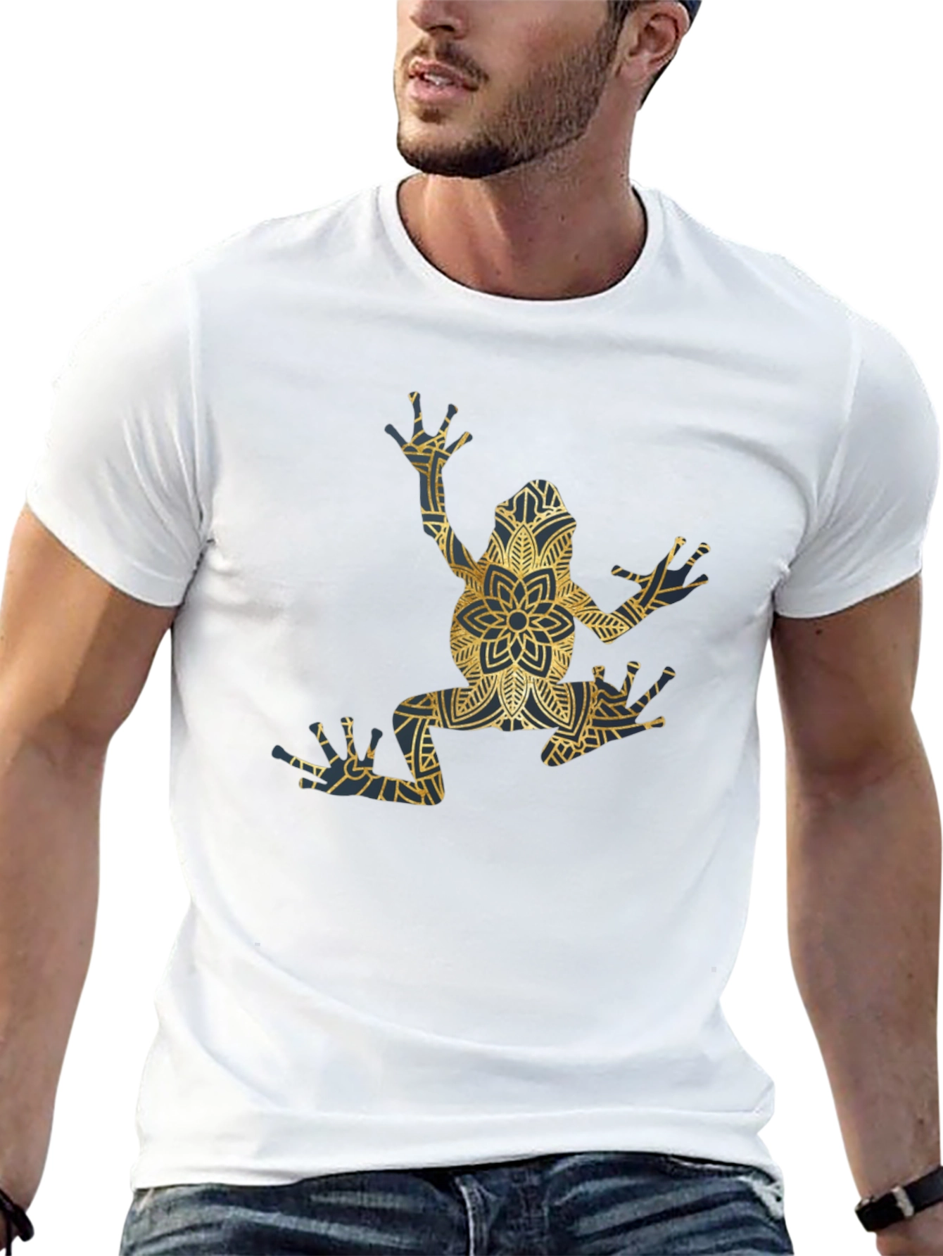 Frog Mandala Graphic Tee - Unique Mens Black T-Shirt