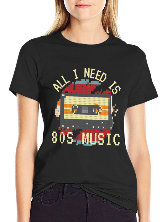 Retro 80s Music Cassette T-Shirt - Pixel Art Style