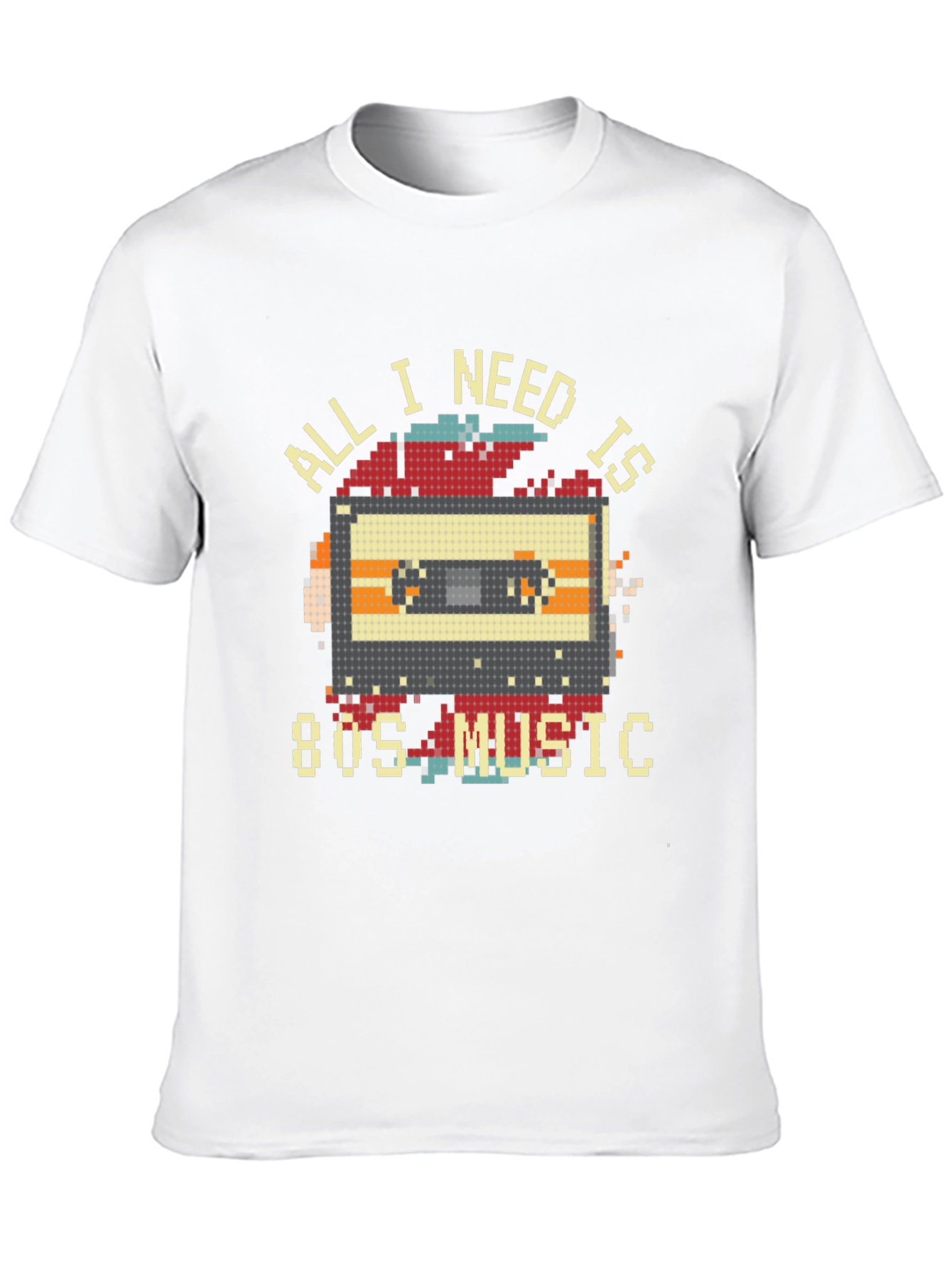 Retro 80s Music Cassette T-Shirt - Pixel Art Style