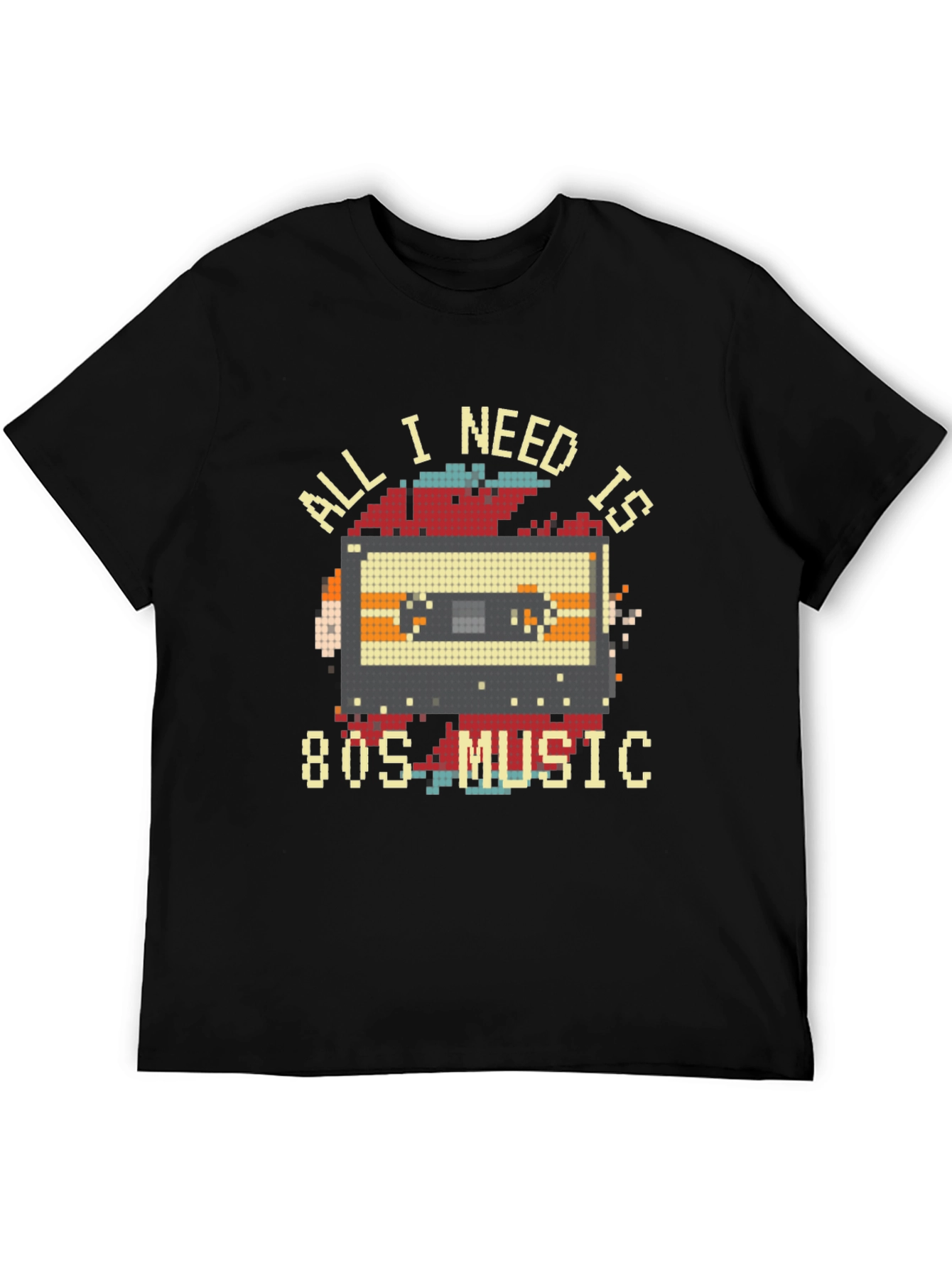 Retro 80s Music Cassette T-Shirt - Pixel Art Style