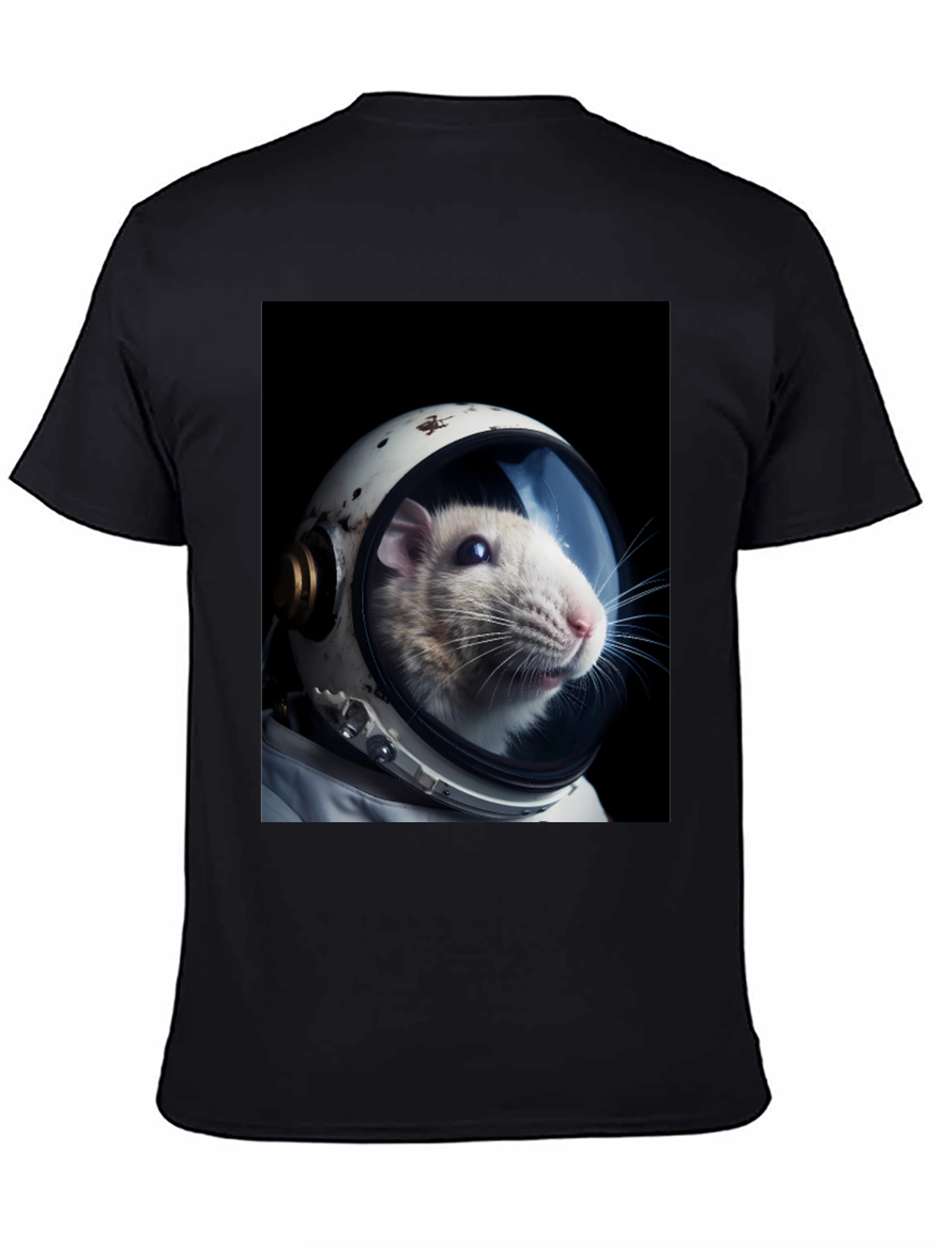 Rat Astronaut Black T-Shirt - Space Explorer