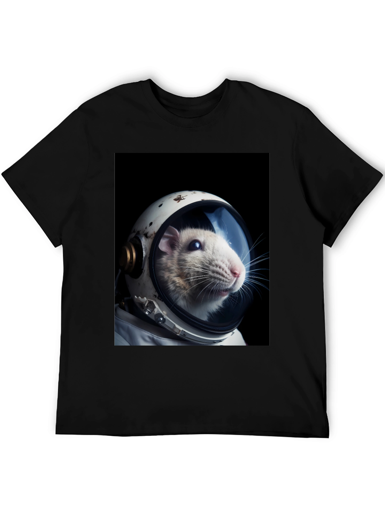 Rat Astronaut Black T-Shirt - Space Explorer