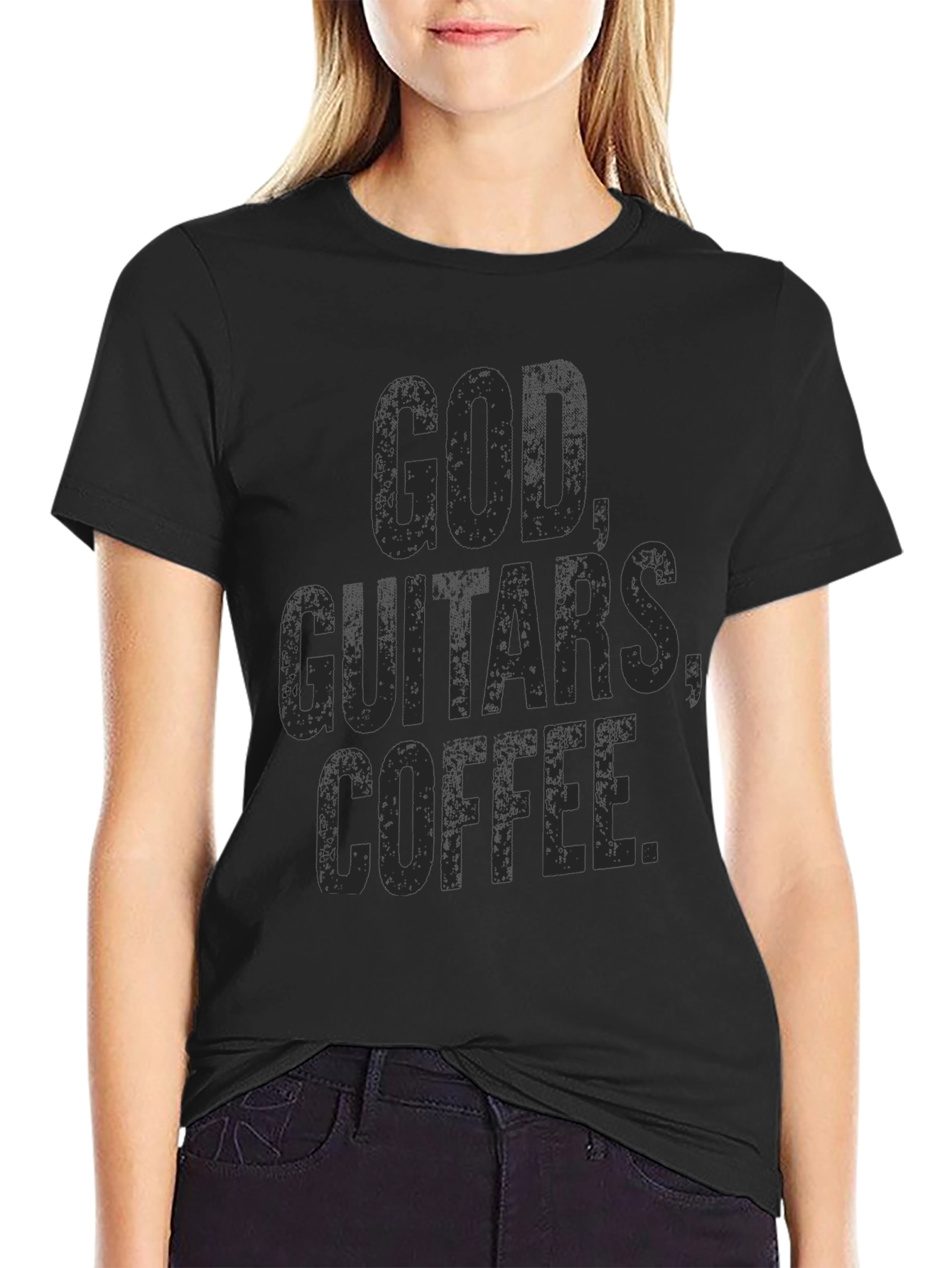God Guitars Coffee Black Graphic Tee