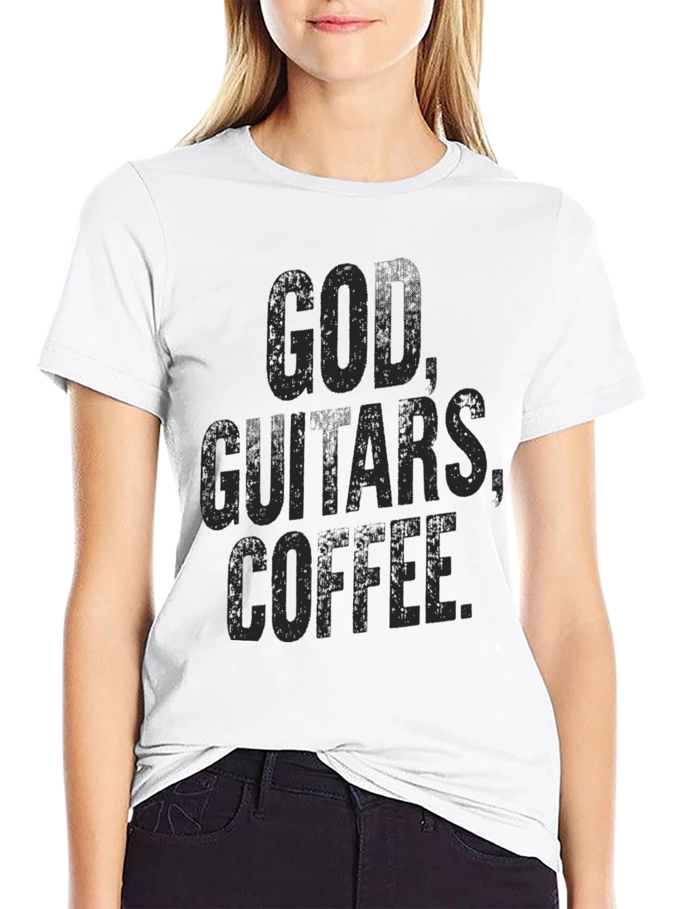 God Guitars Coffee Black Graphic Tee