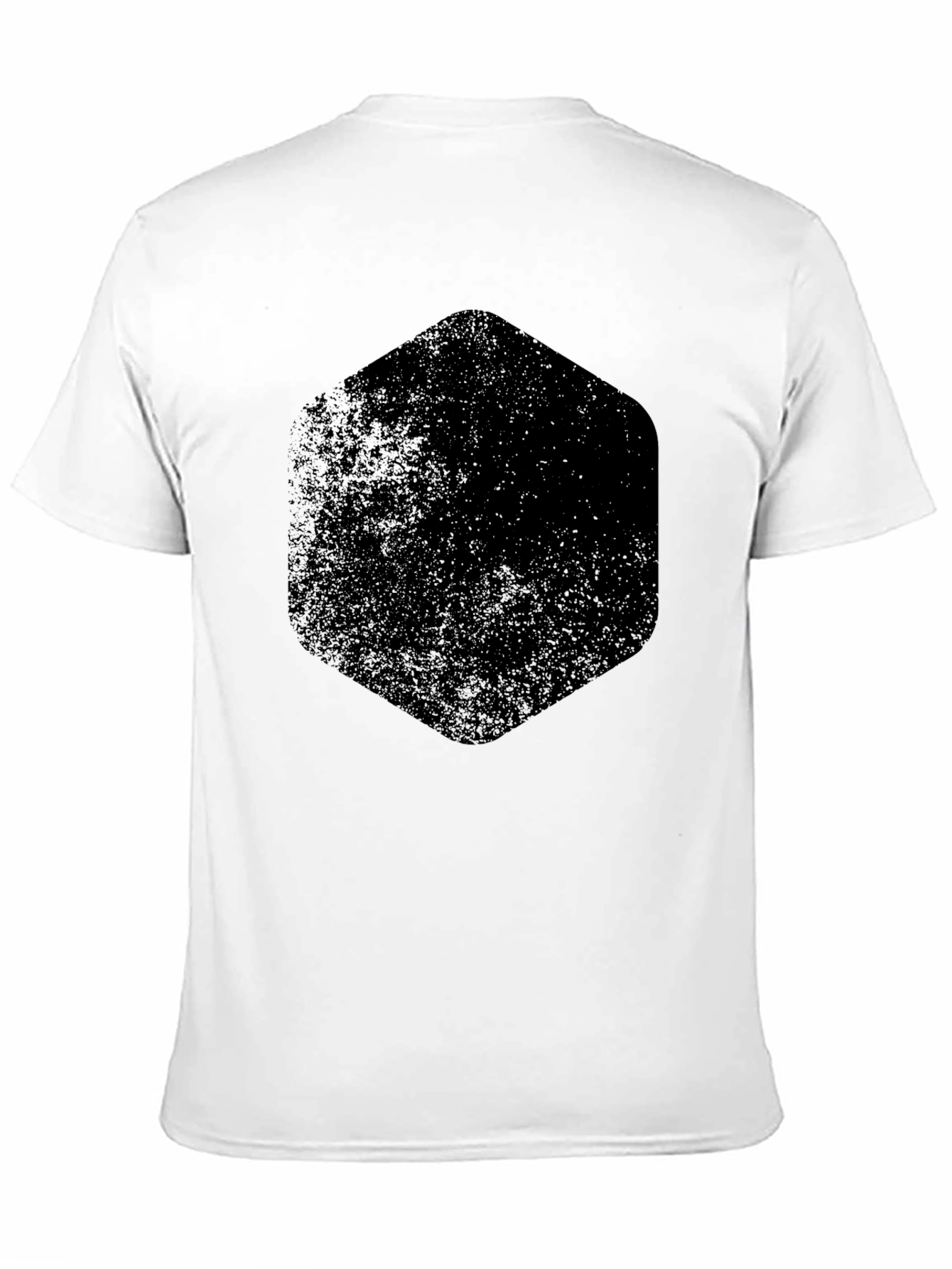 Mens Black Graphic Tee - Distressed Hexagon Design