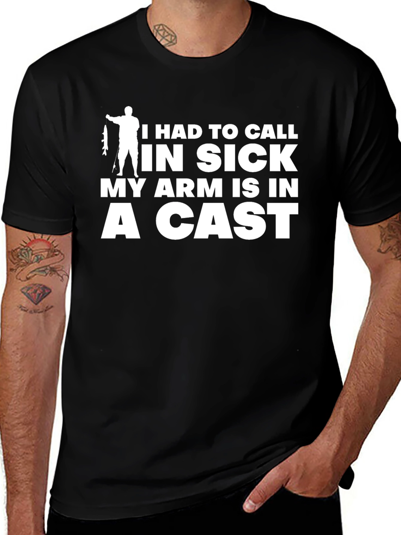 Funny Fishing T-Shirt - Arm in a Cast