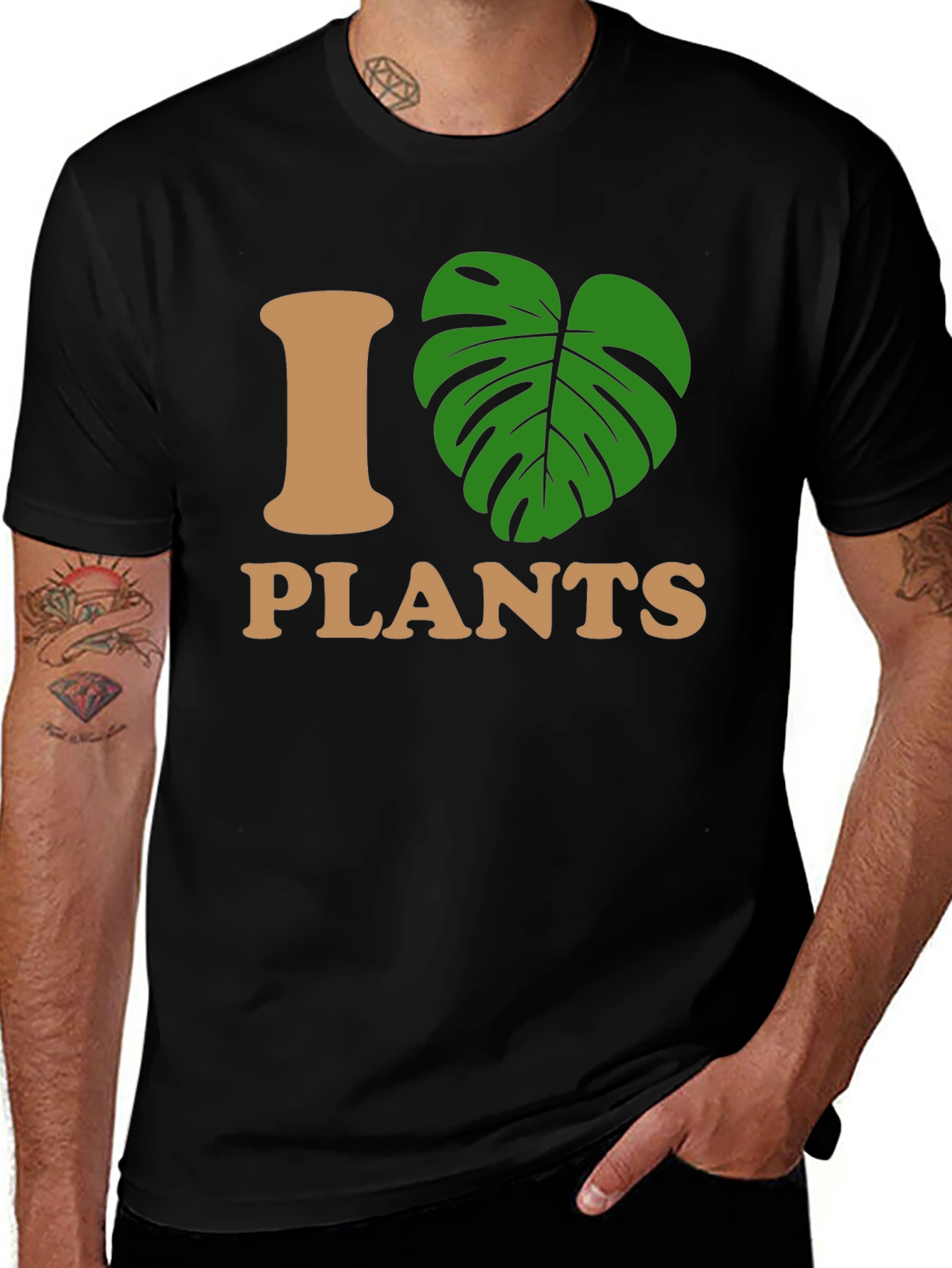I Heart Plants Graphic T-Shirt - Black Casual Tee