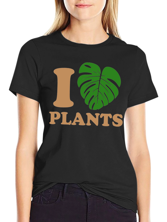 I Heart Plants Graphic T-Shirt - Black Casual Tee
