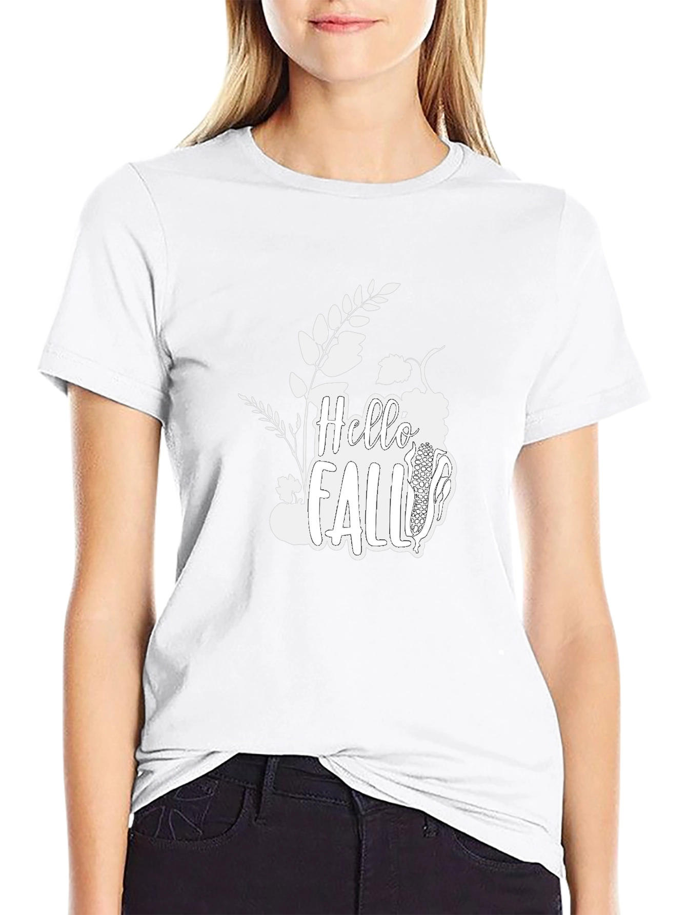 Hello Fall T-Shirt: Autumn Harvest Design