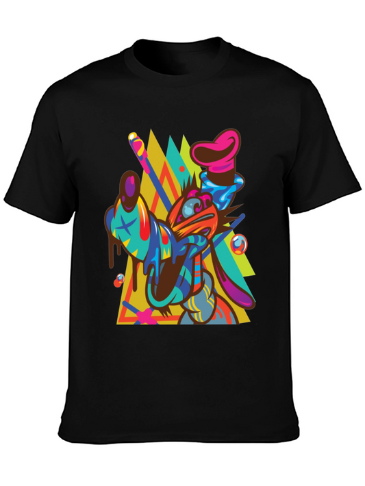 Abstract Goofy Graphic Print Black T-Shirt