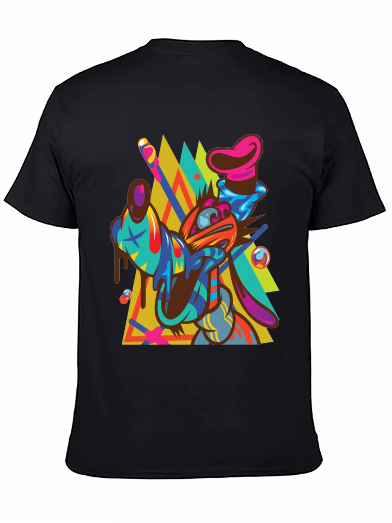 Abstract Goofy Graphic Print Black T-Shirt
