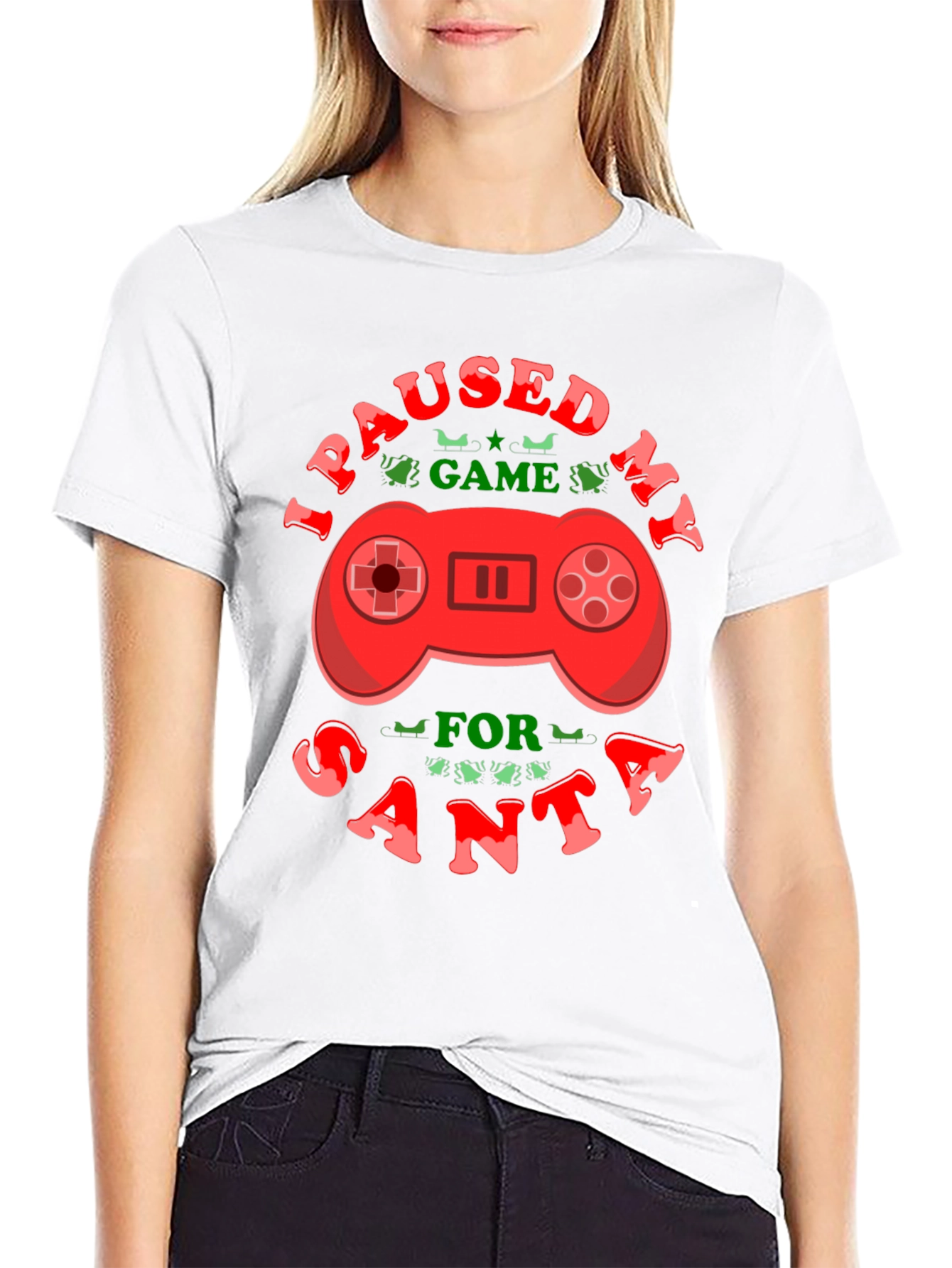 I Paused My Game For Santa Black T-Shirt